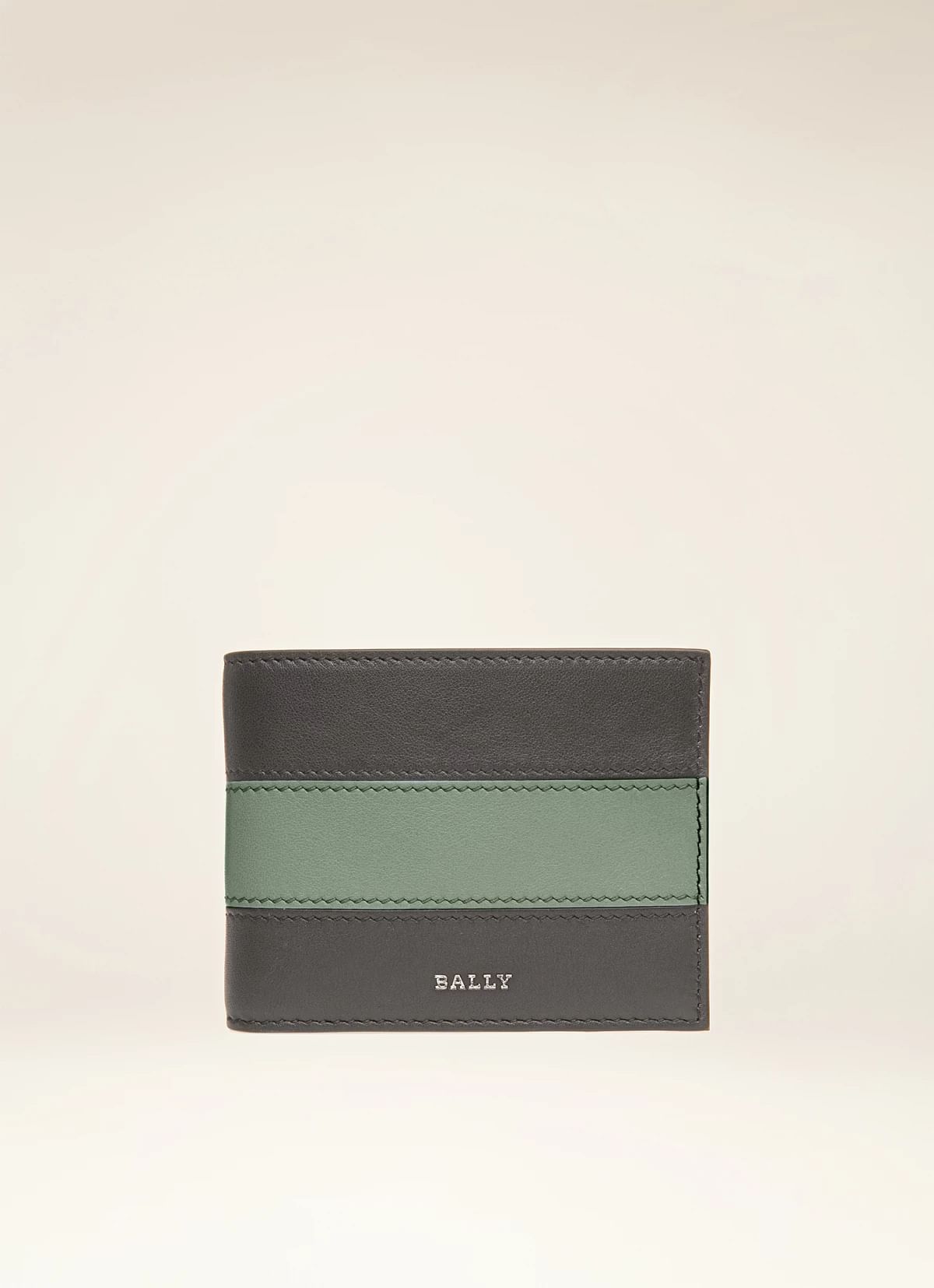 Bevyett Leather Wallet In Black And Sage