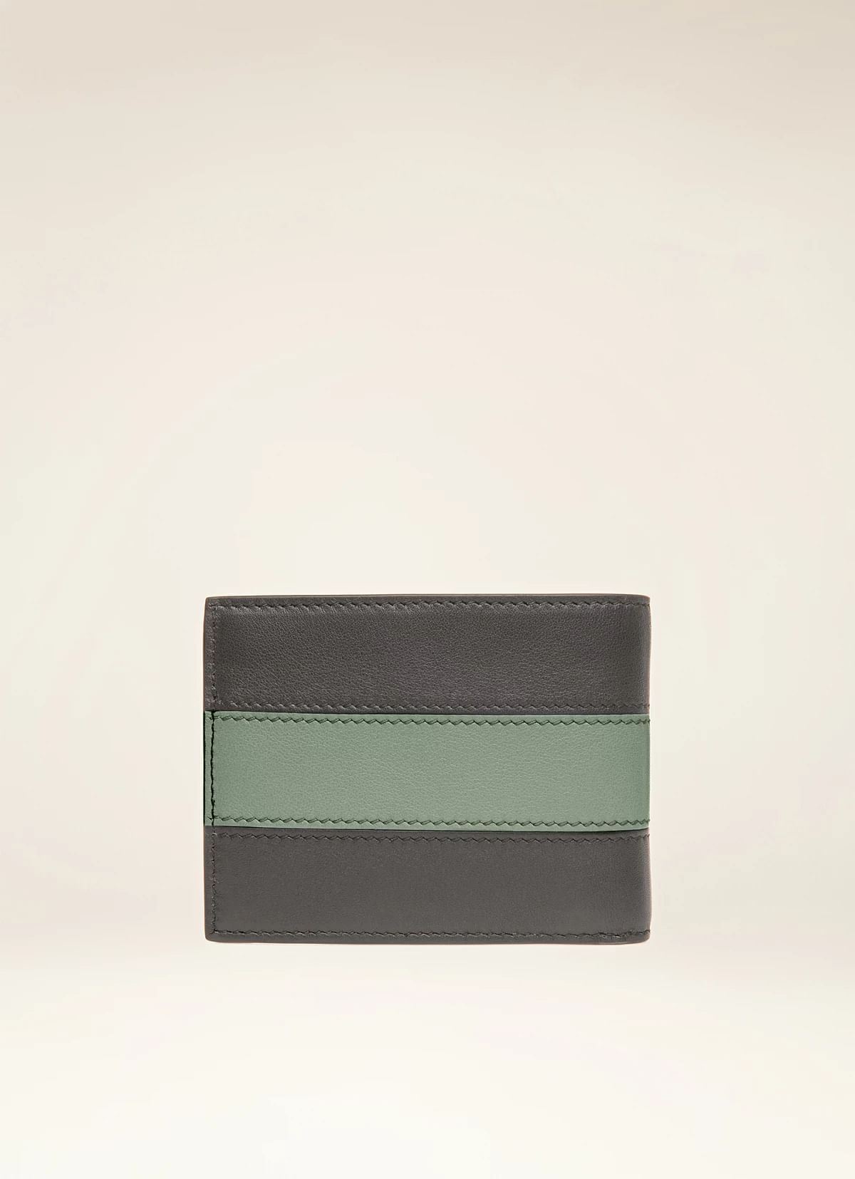 Bevyett Leather Wallet In Black And Sage
