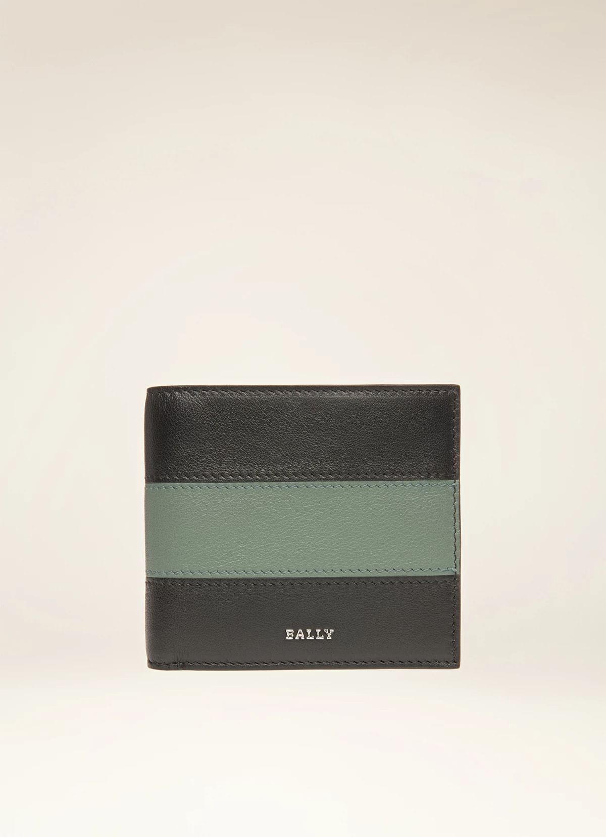 Brasai Leather Wallet In Black & Green