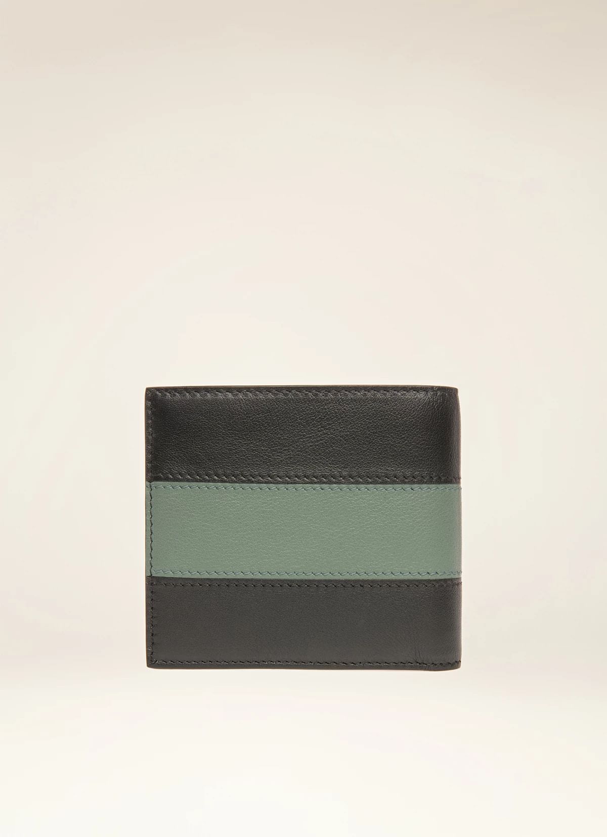 Brasai Leather Wallet In Black & Green