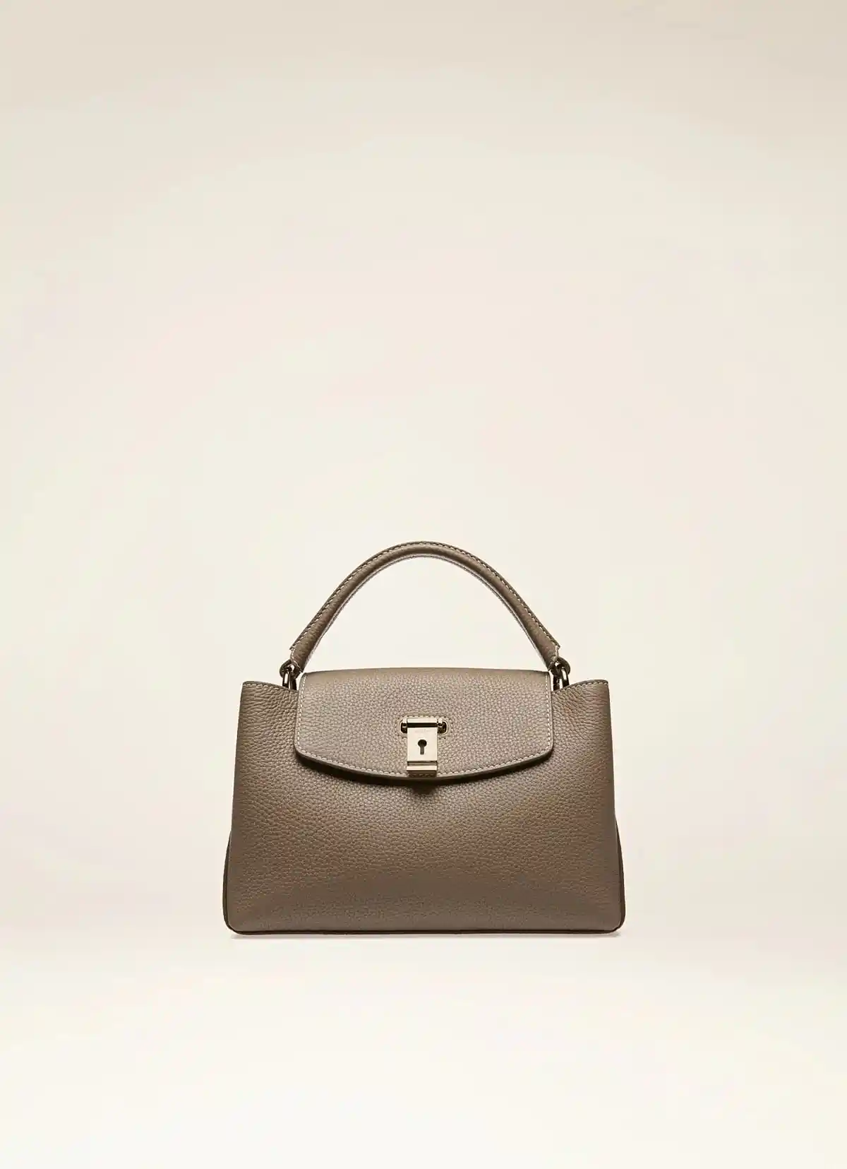 Layka Leather Top Handle Bag In Light Brown