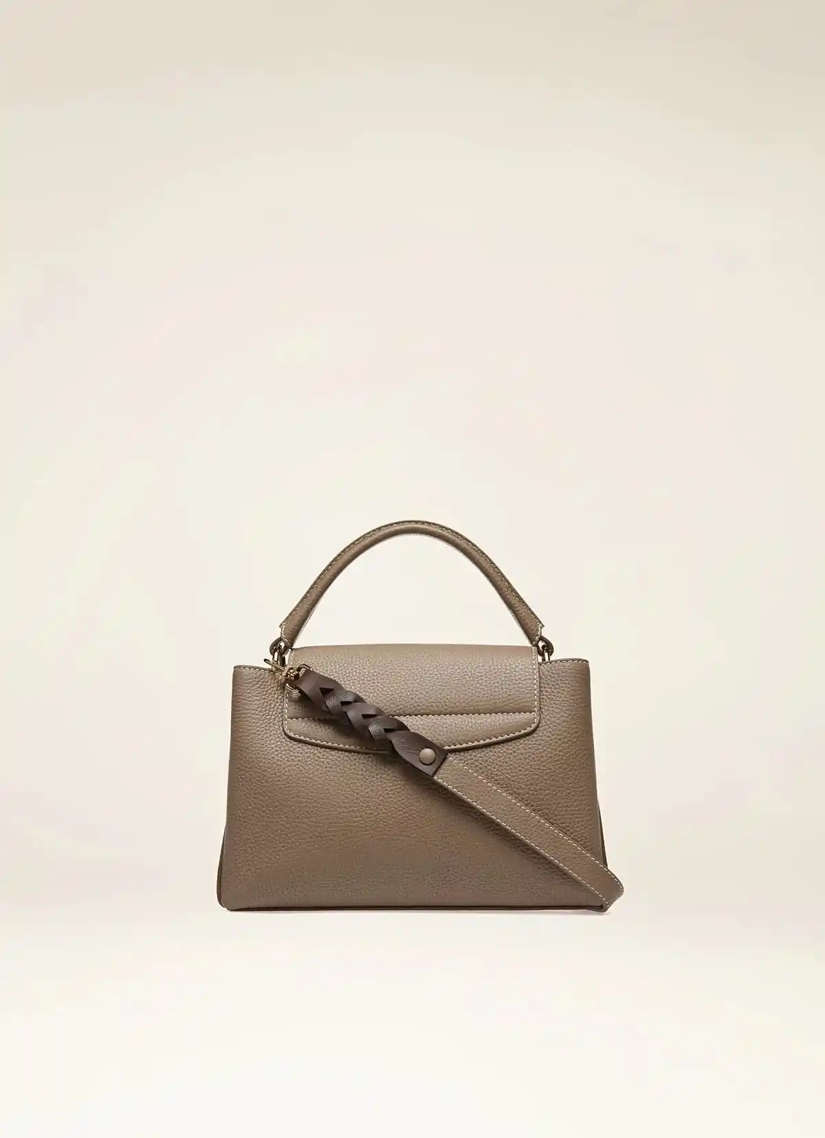 Layka Leather Top Handle Bag In Light Brown