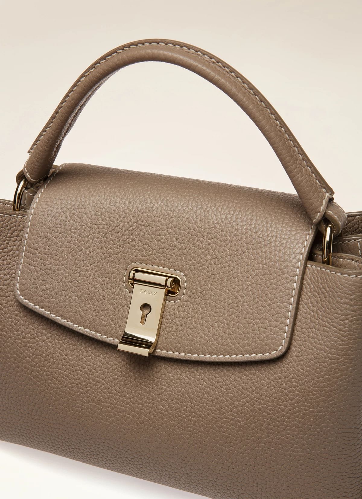 Layka Leather Top Handle Bag In Light Brown