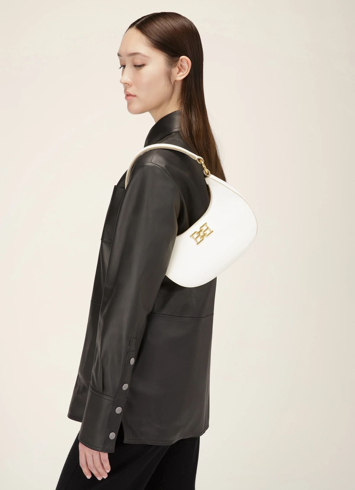 Bleyr Leather Crossbody Bag In Bone