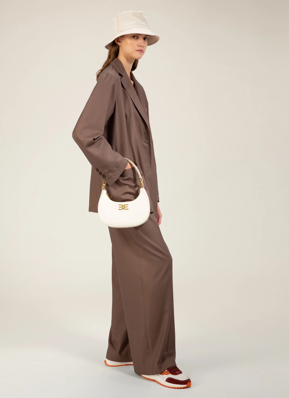 Bleyr Leather Crossbody Bag In Bone