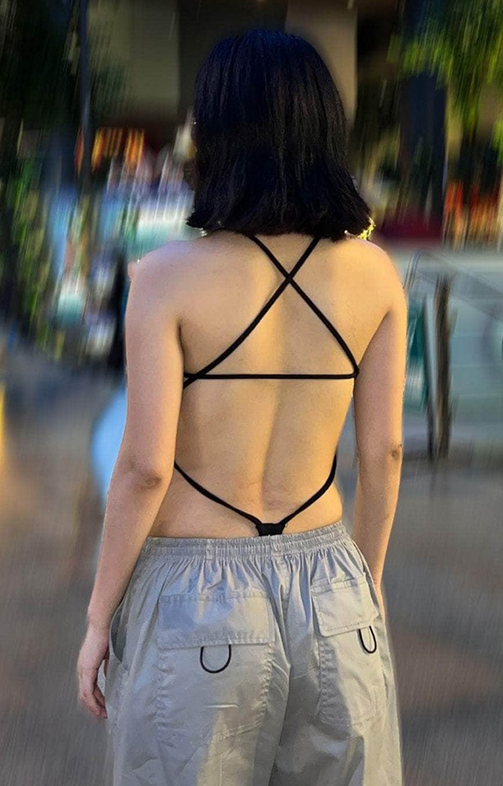 Beeglee | Women's Black Bare Back Bodysuit