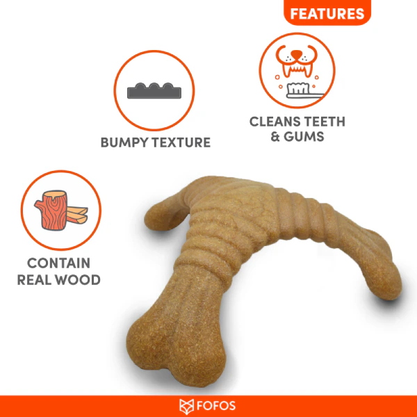 Barkbutler x Fofos Woodplay Triangle Durable Dog Chew Toy - Brown