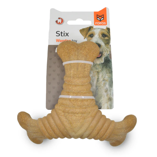 Barkbutler x Fofos Woodplay Triangle Durable Dog Chew Toy - Brown