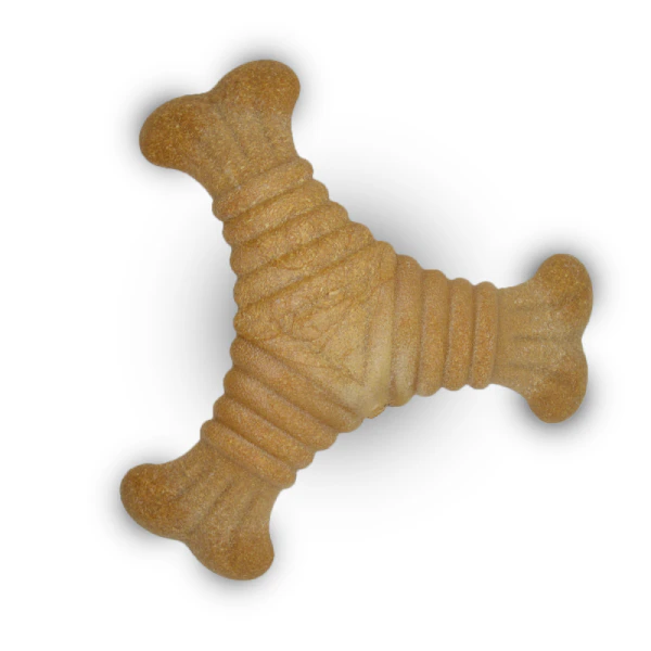 Barkbutler x Fofos Woodplay Triangle Durable Dog Chew Toy - Brown