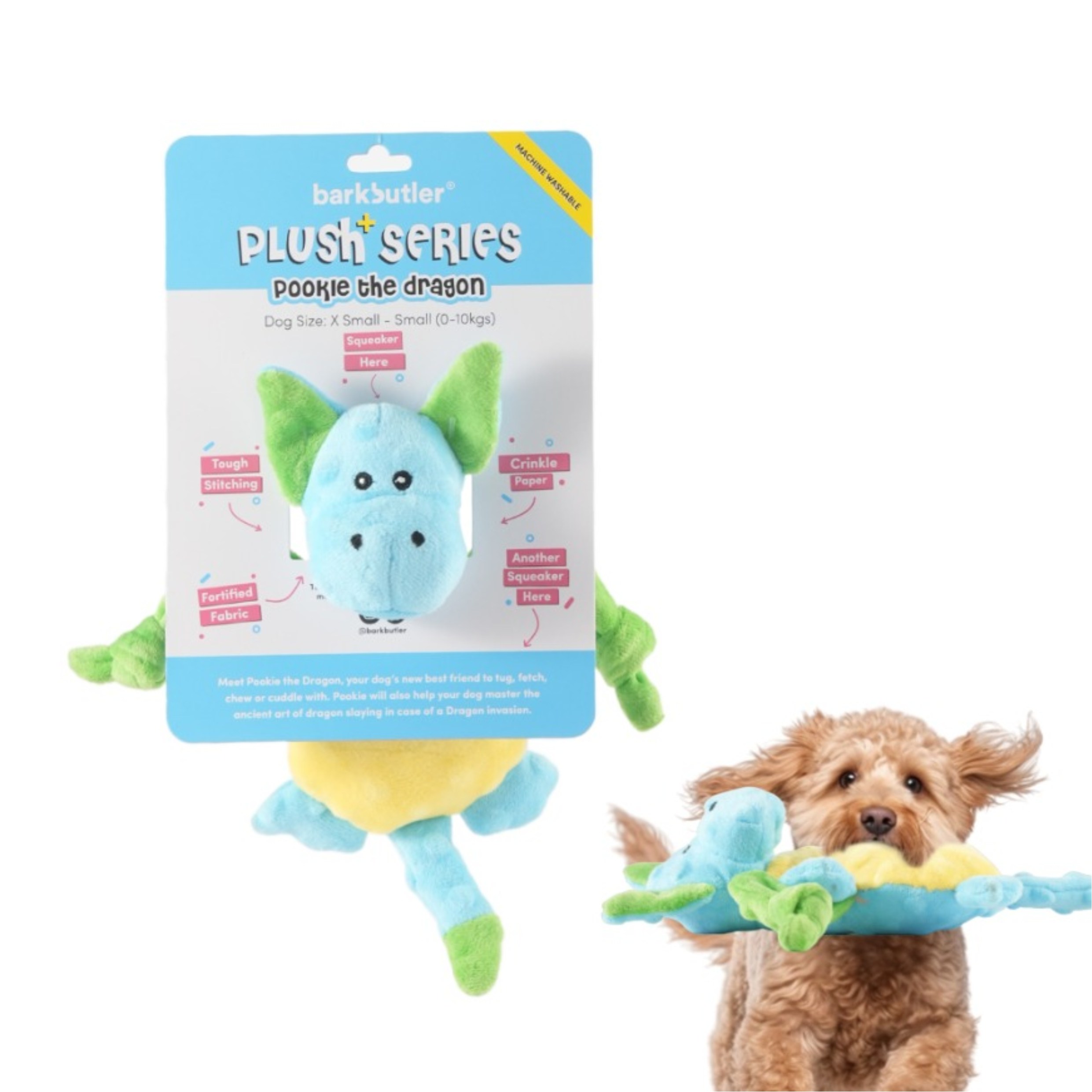 Barkbutler Pookie The Dragon Plush Toy for Dogs