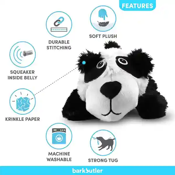 Barkbutler Panda Plush Dog Toy