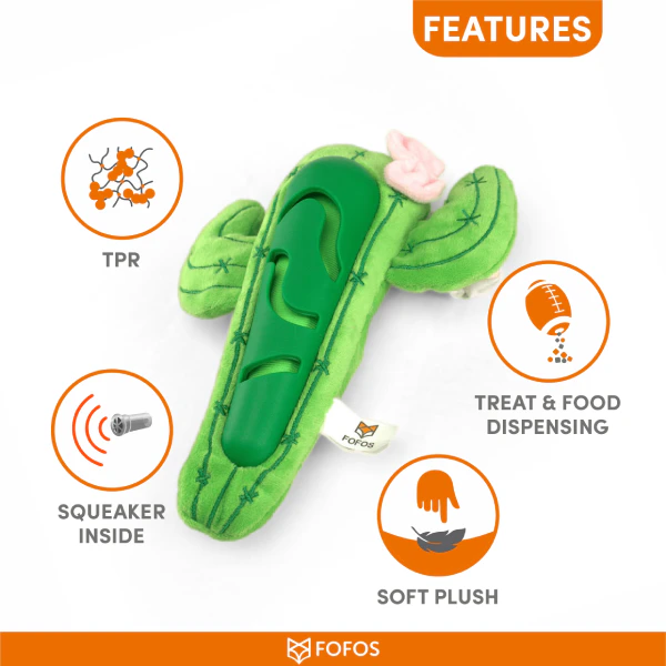 Barkbutler x Fofos Cute Cactus Plush Treat Dog Toy