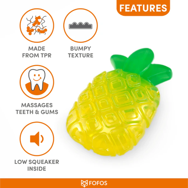 Barkbutler x Fofos Puppy fruity-bites Squeaky Jelly Pineapple Dog Chew Toy