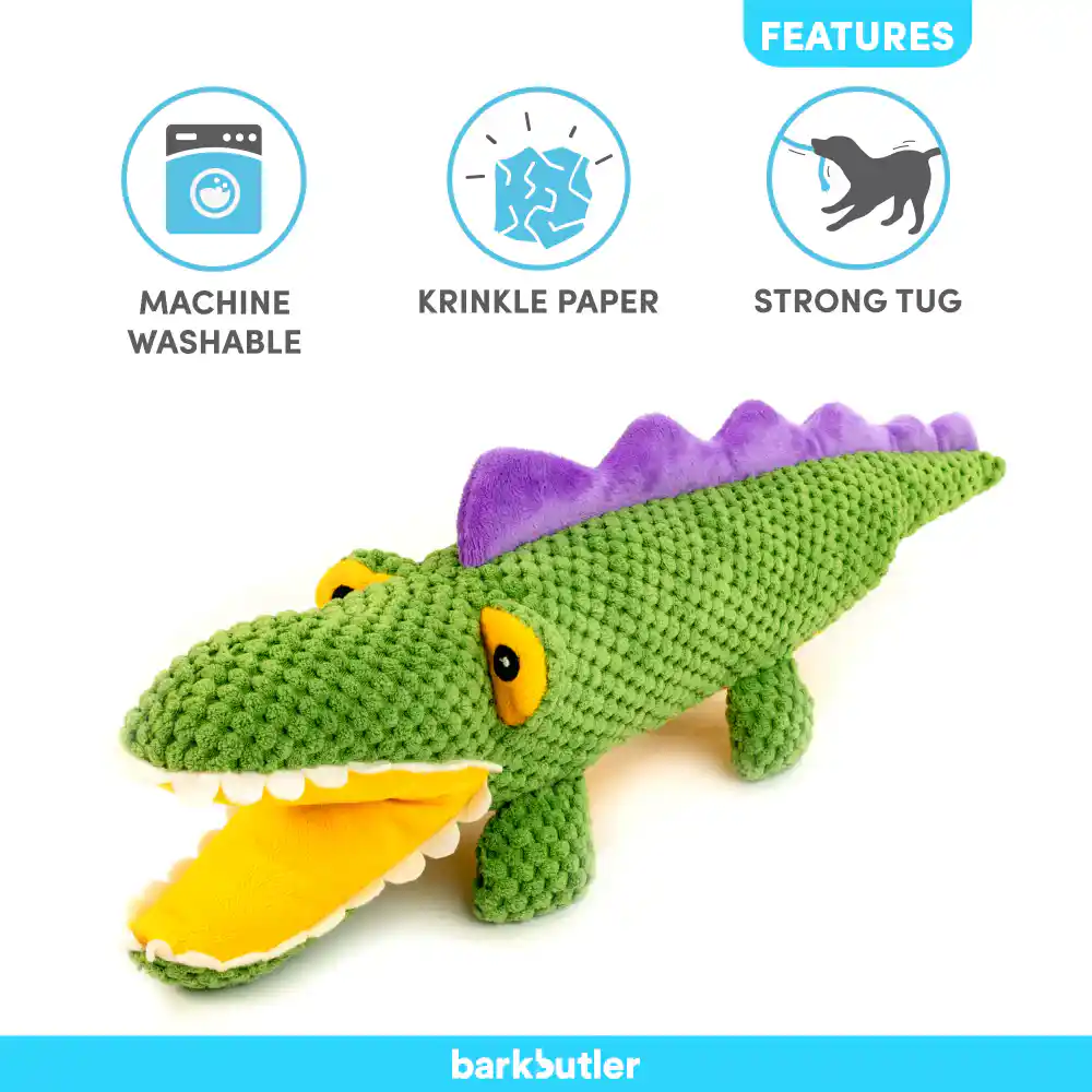 Barkbutler Aly The Gator Plush Toy for Dogs (Green)