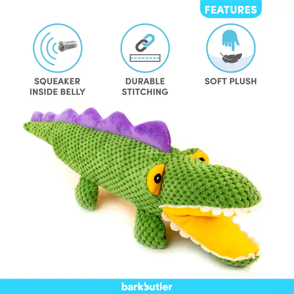Barkbutler Aly The Gator Plush Toy for Dogs (Green)