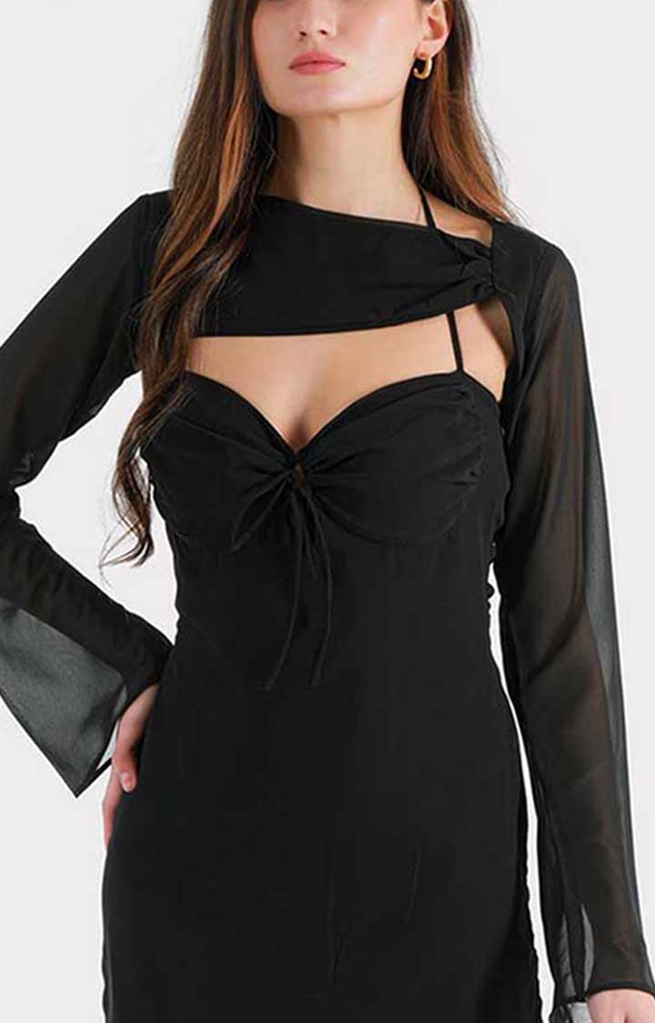 Women's Bashy Black Bodycon Mini Dress with Removable Top
