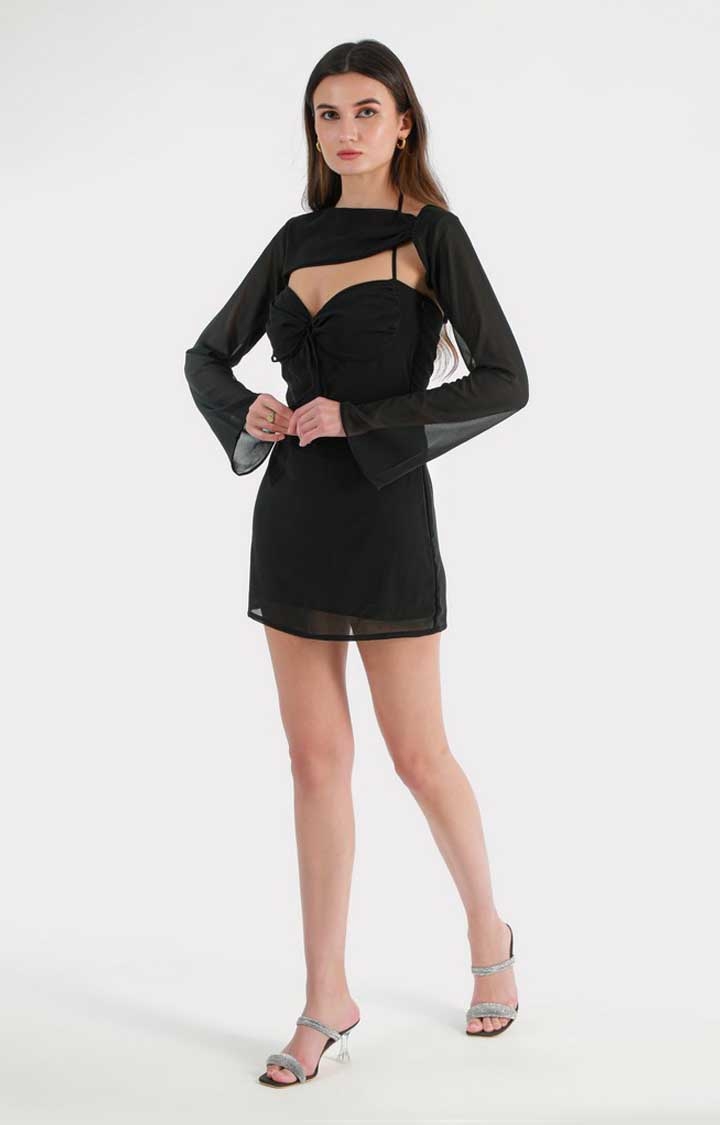 Women's Bashy Black Bodycon Mini Dress with Removable Top