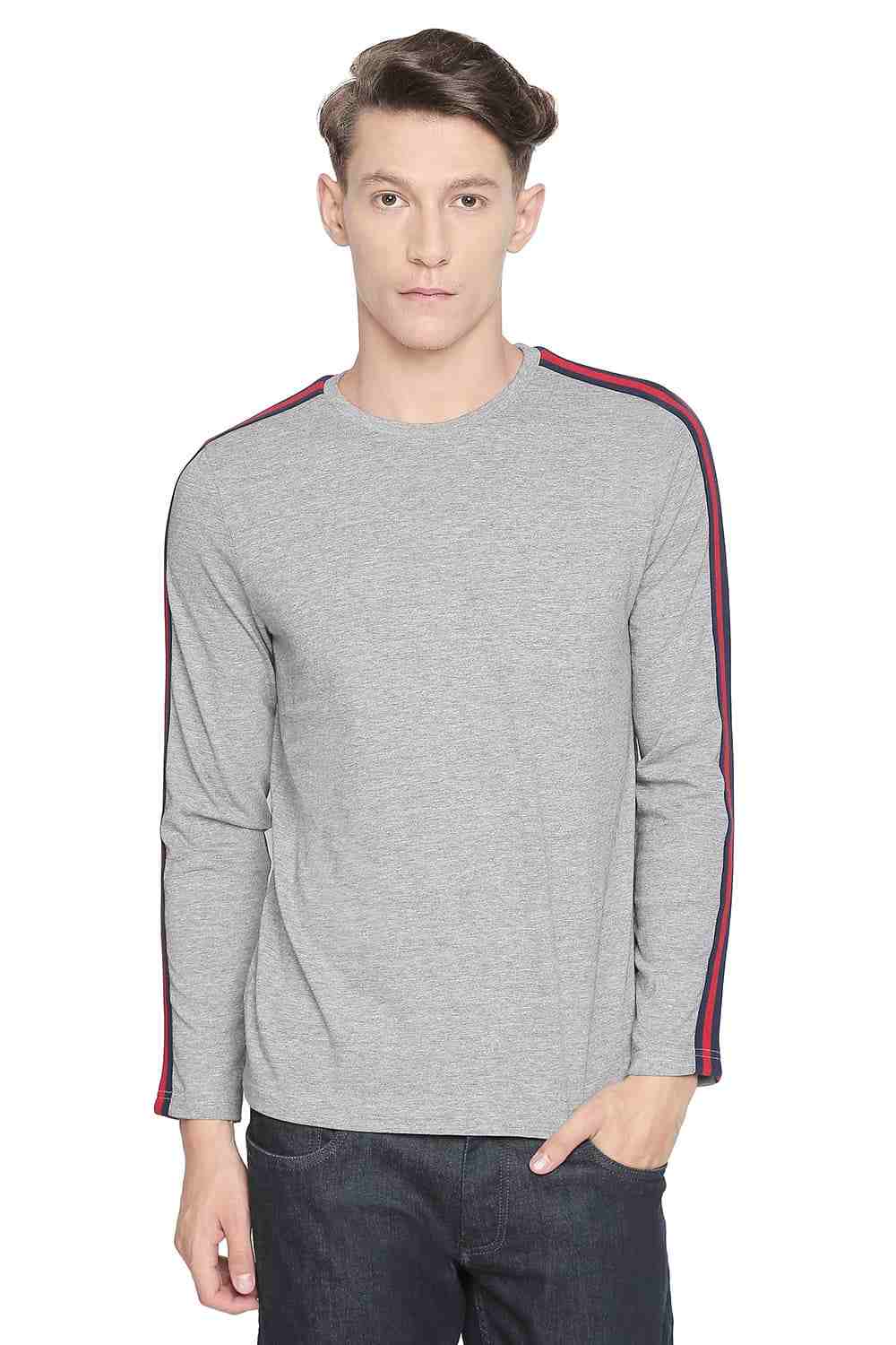 Basics Muscle Fit Heather Grey Long Sleeve T Shirt