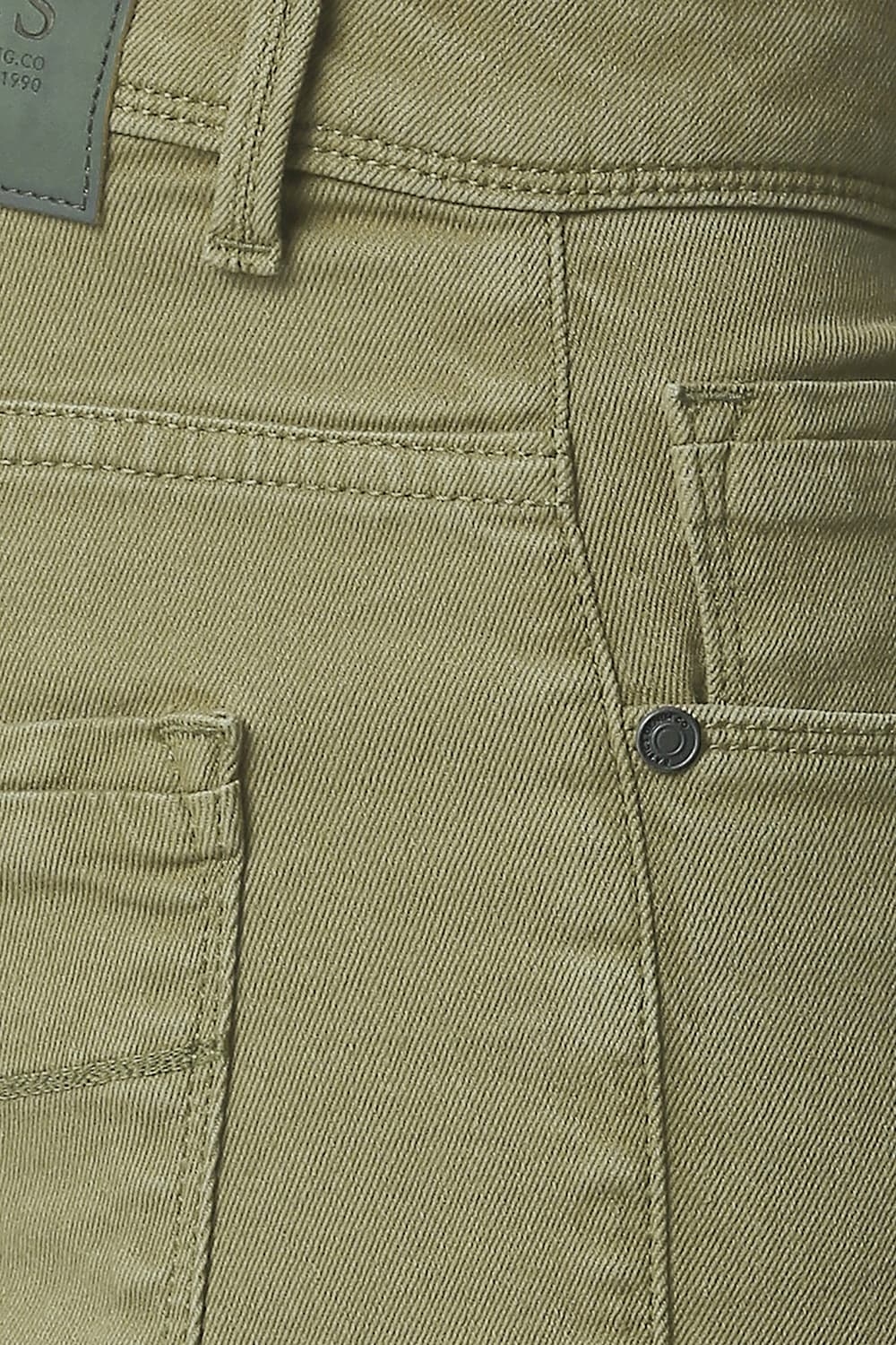Basics | Men's Olive Cotton Blend Solid Jeans 2