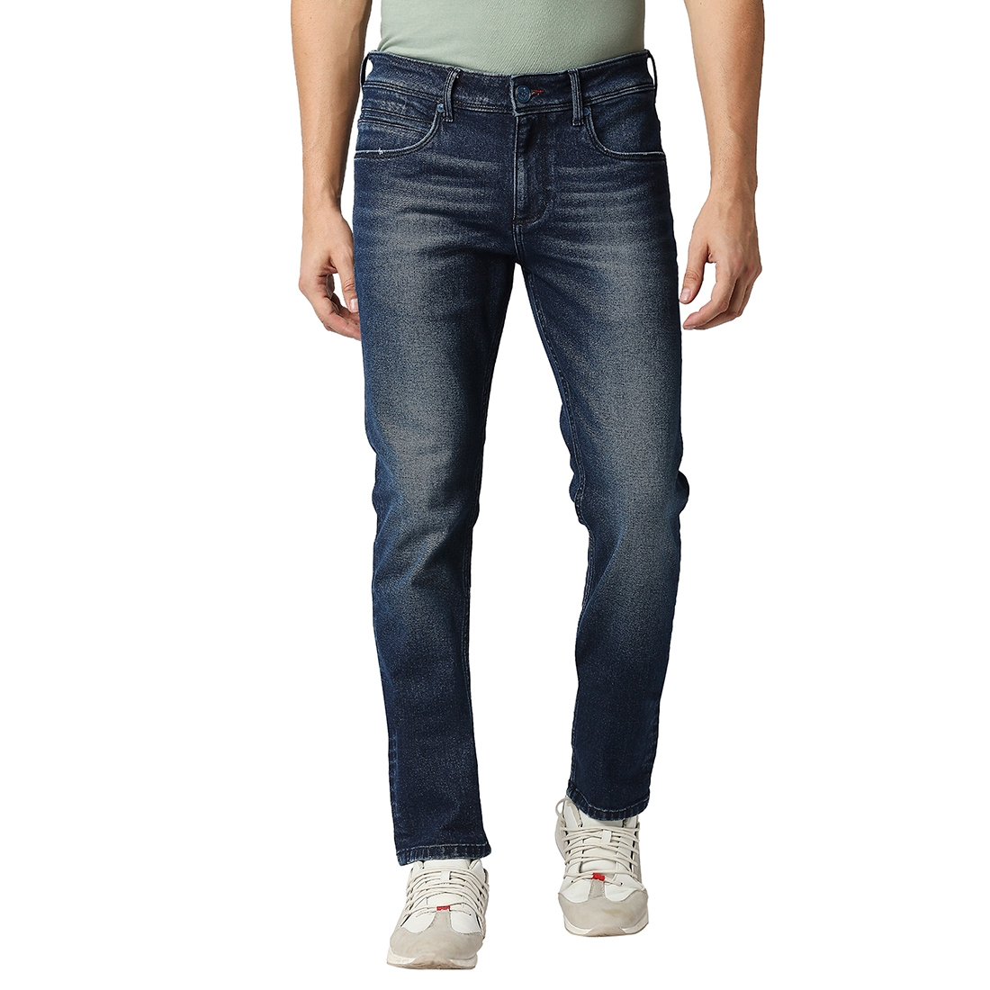 Basics | Men's Navy Cotton Blend Solid Jeans 0