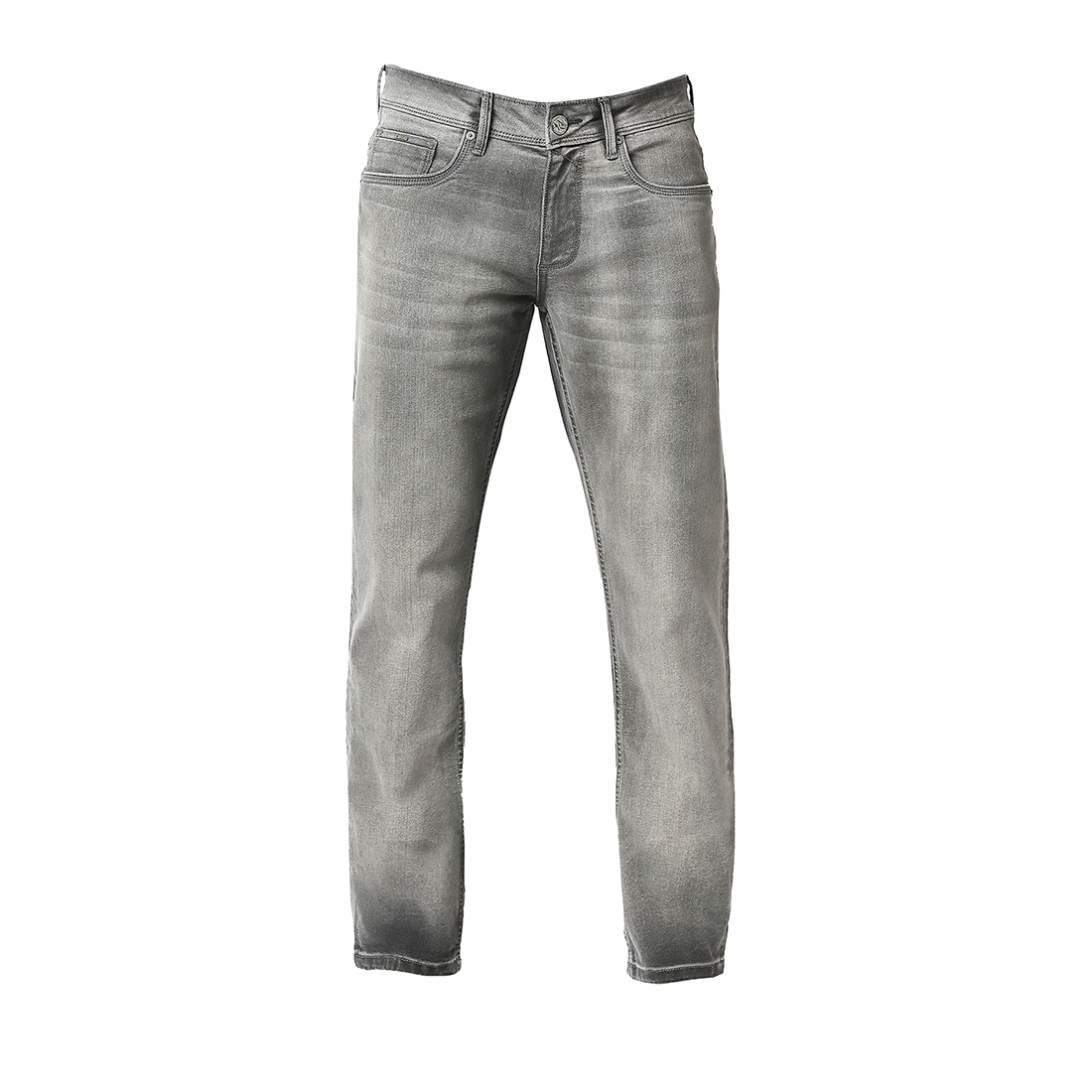 Basics | Men's Grey Cotton Blend Solid Jeans 5