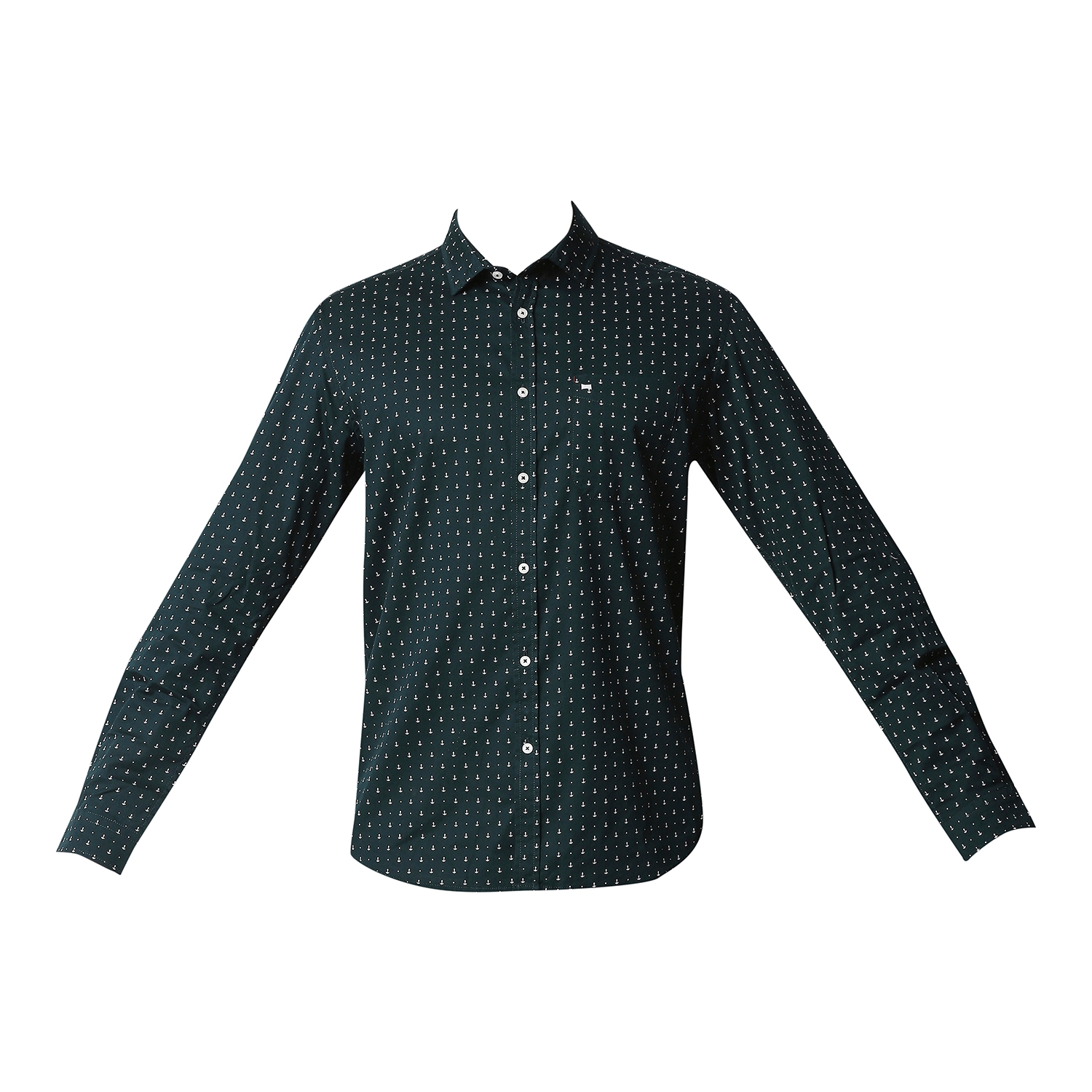 Basics | Men's Green Cotton Printed Casual Shirt 5