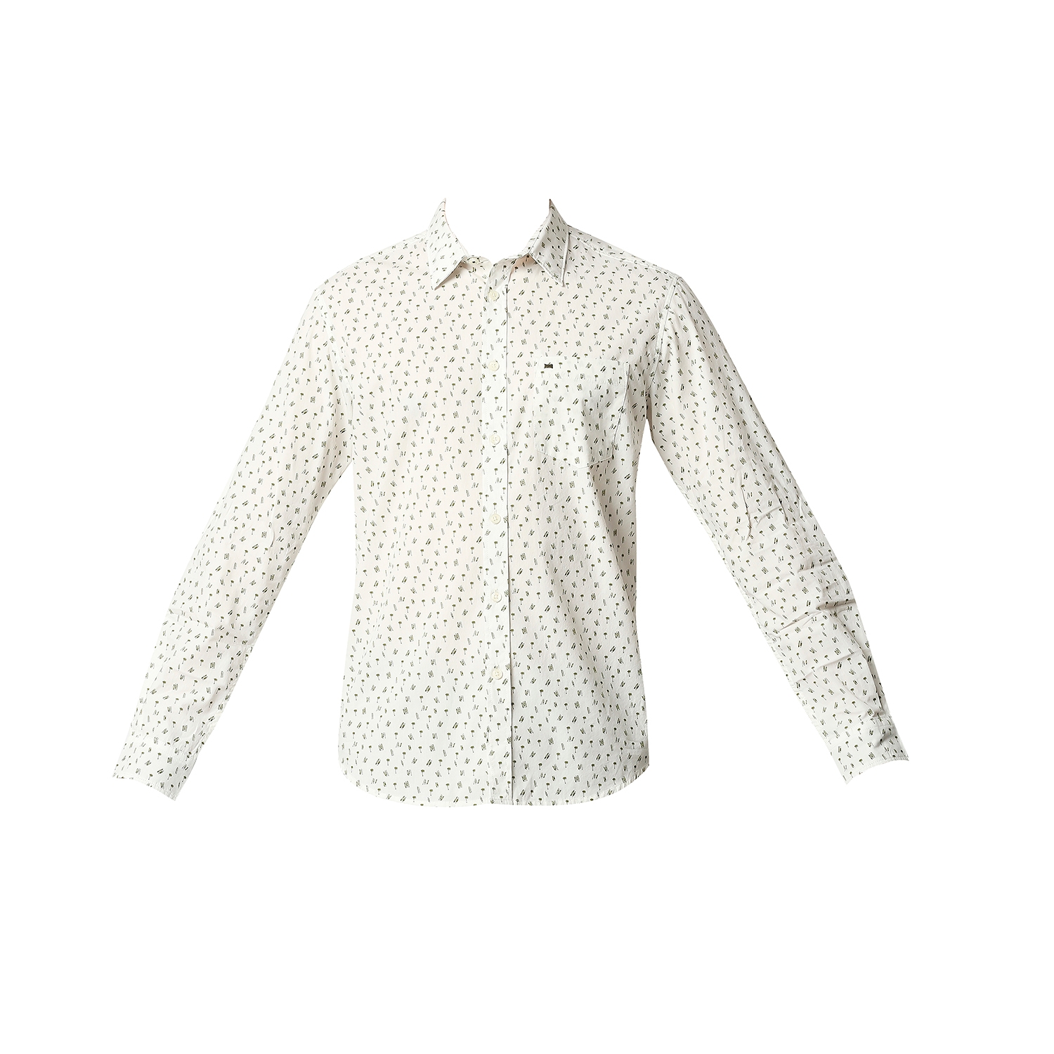 Basics | Men's Beige Cotton Printed Casual Shirt 5