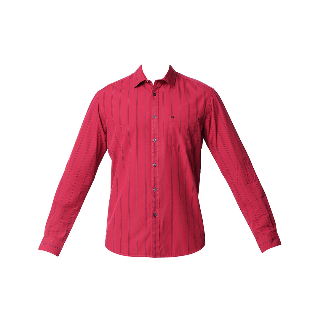 Basics | Men's Red Cotton Striped Casual Shirt 5