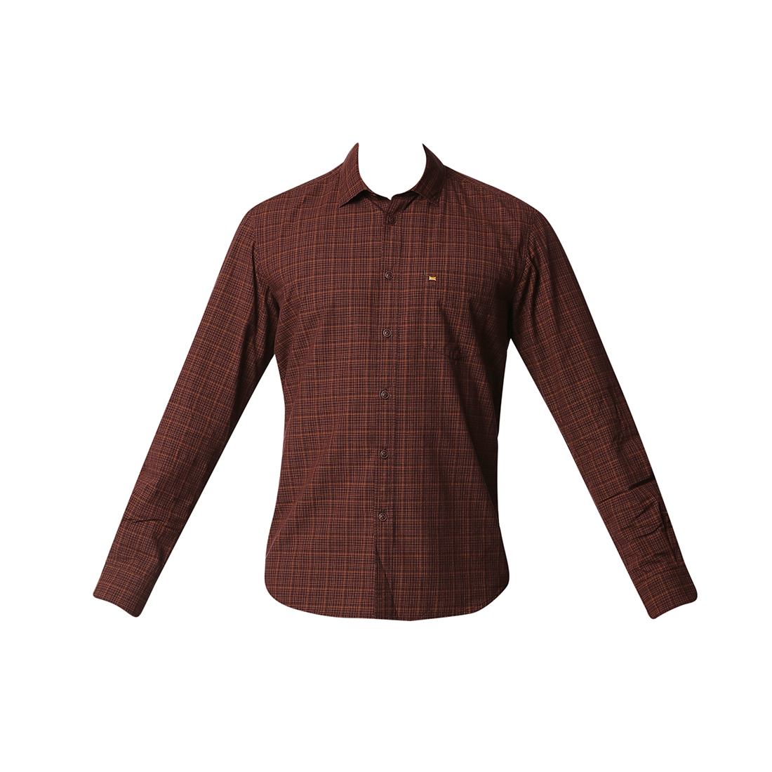 Basics | Men's Brown Cotton Checked Casual Shirt 5