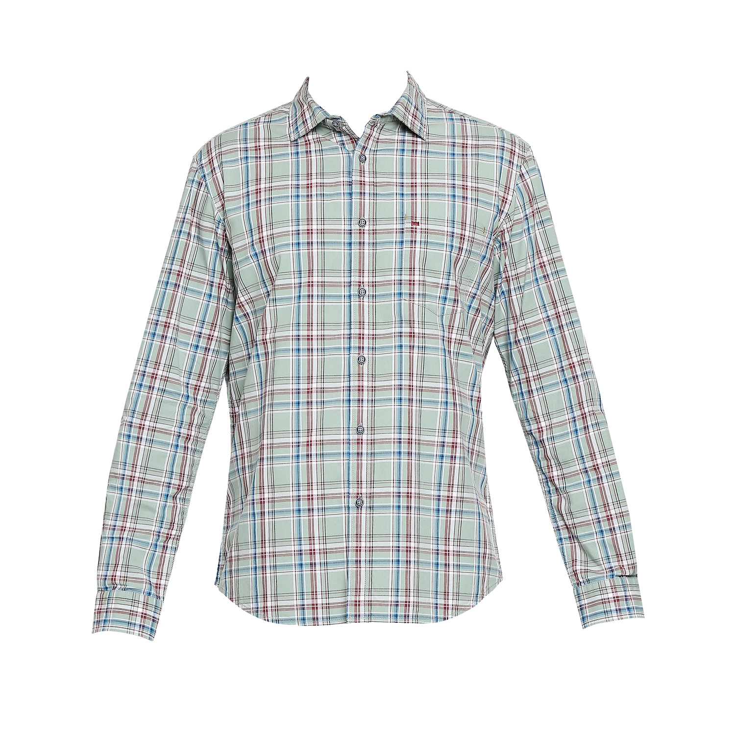 Basics | Men's Green Cotton Checked Casual Shirt 5