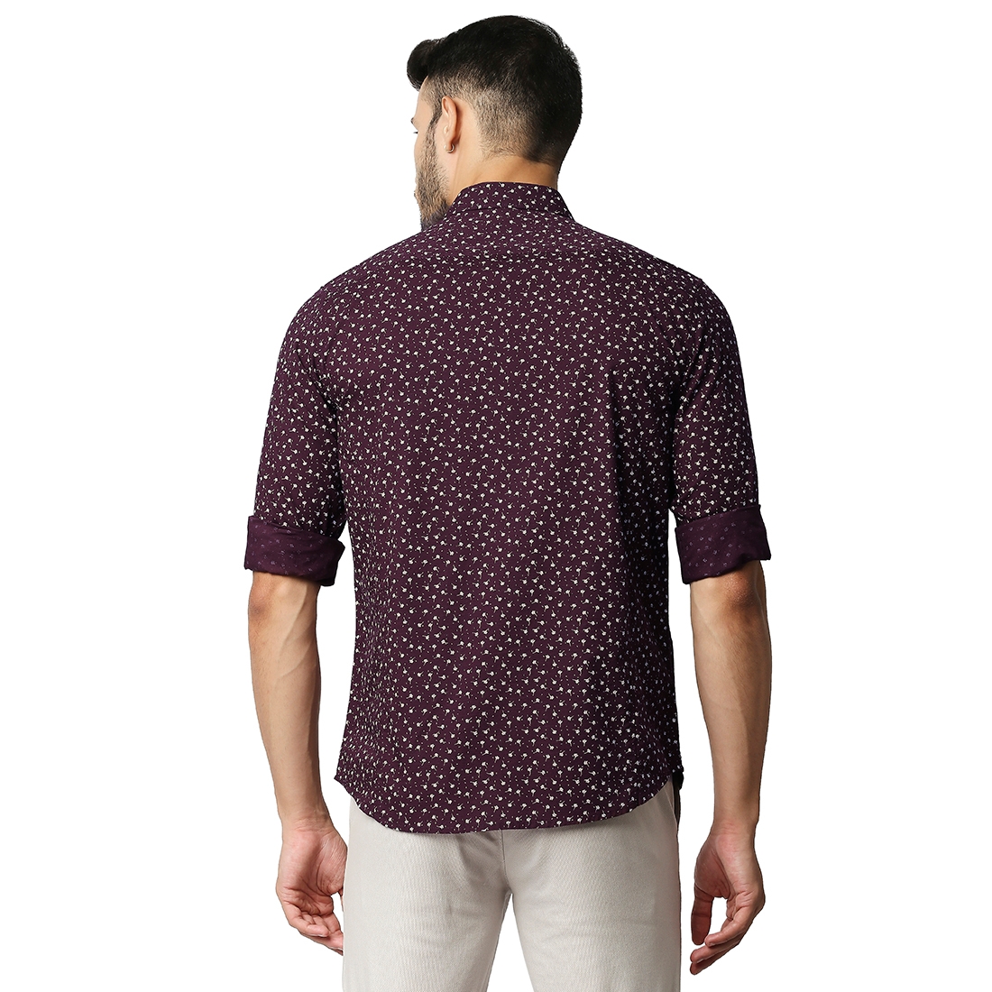 Basics | Men's Red Cotton Printed Casual Shirt 1