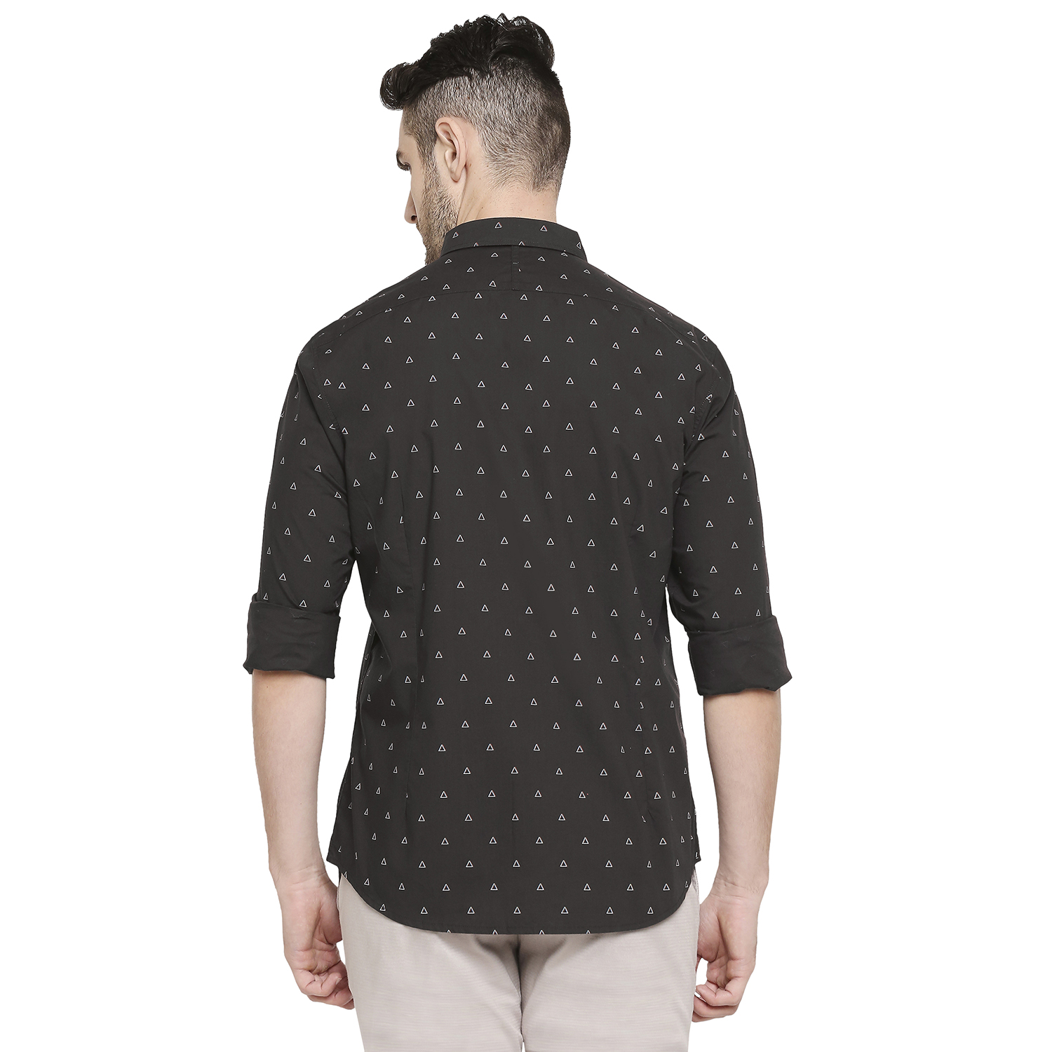 Men's Brown Cotton Printed Casual Shirt