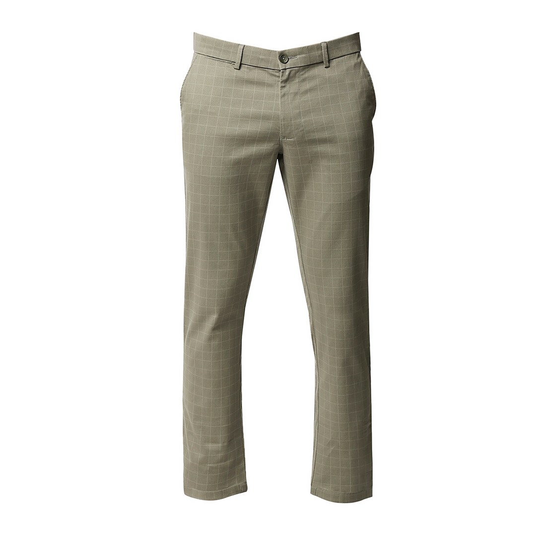 Basics | Men's Light Green Cotton Blend Checked Trouser 5