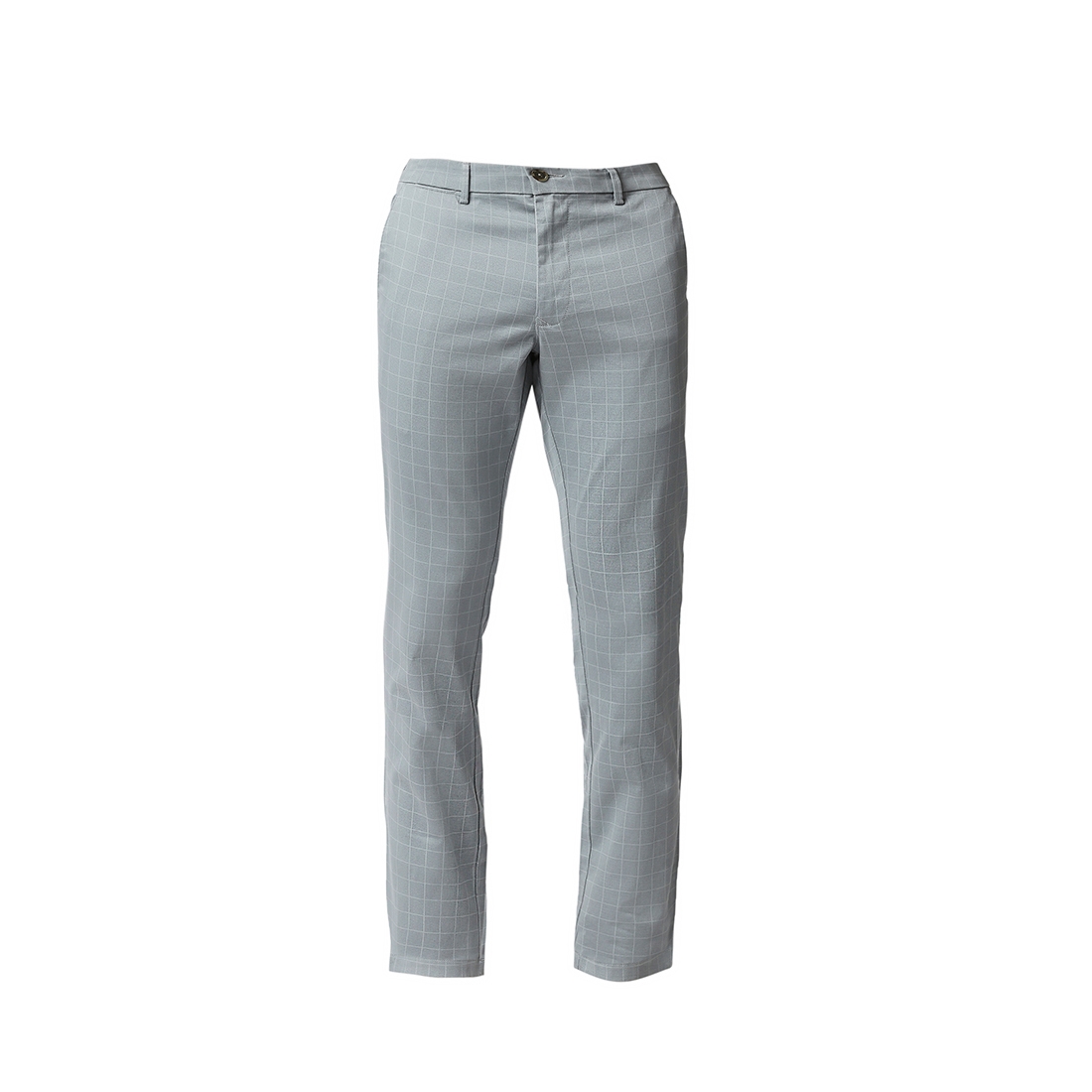 Basics | Men's Light Blue Cotton Blend Checked Trouser 5