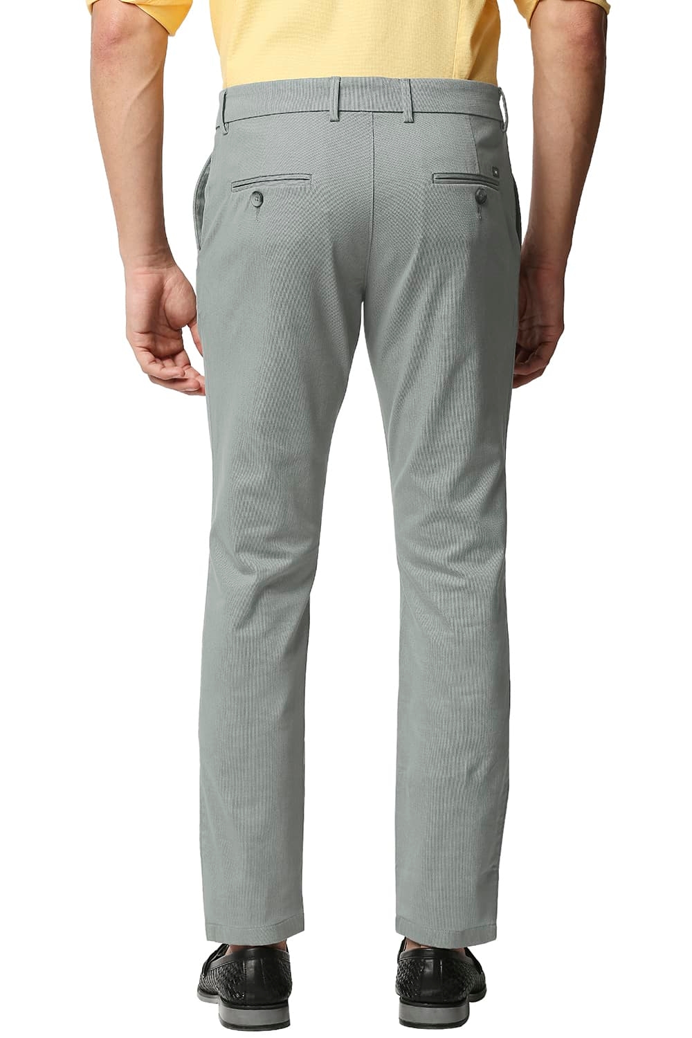 Basics | Men's Mid Grey Cotton Blend Printed Trouser 1