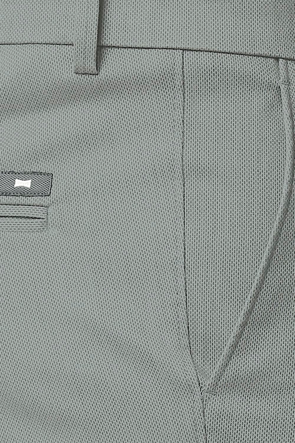 Basics | Men's Mid Grey Cotton Blend Printed Trouser 2