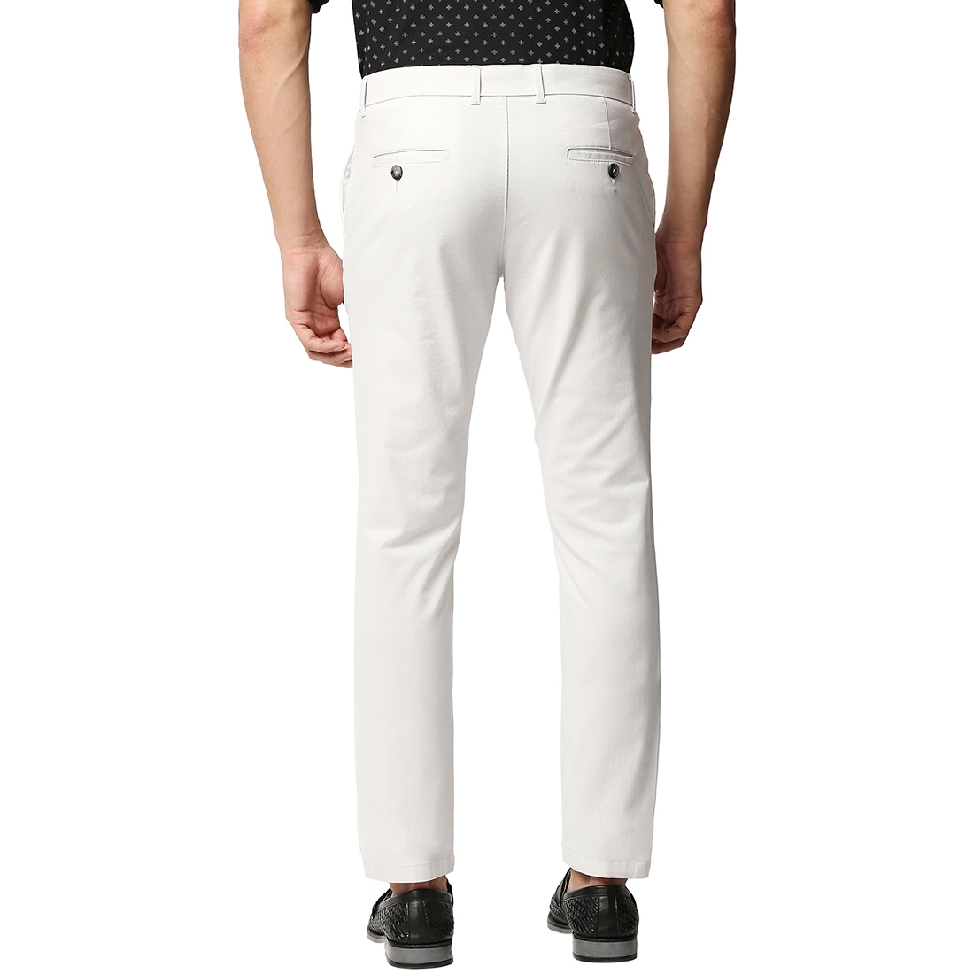 Basics | Men's White Cotton Blend Solid Trouser 1