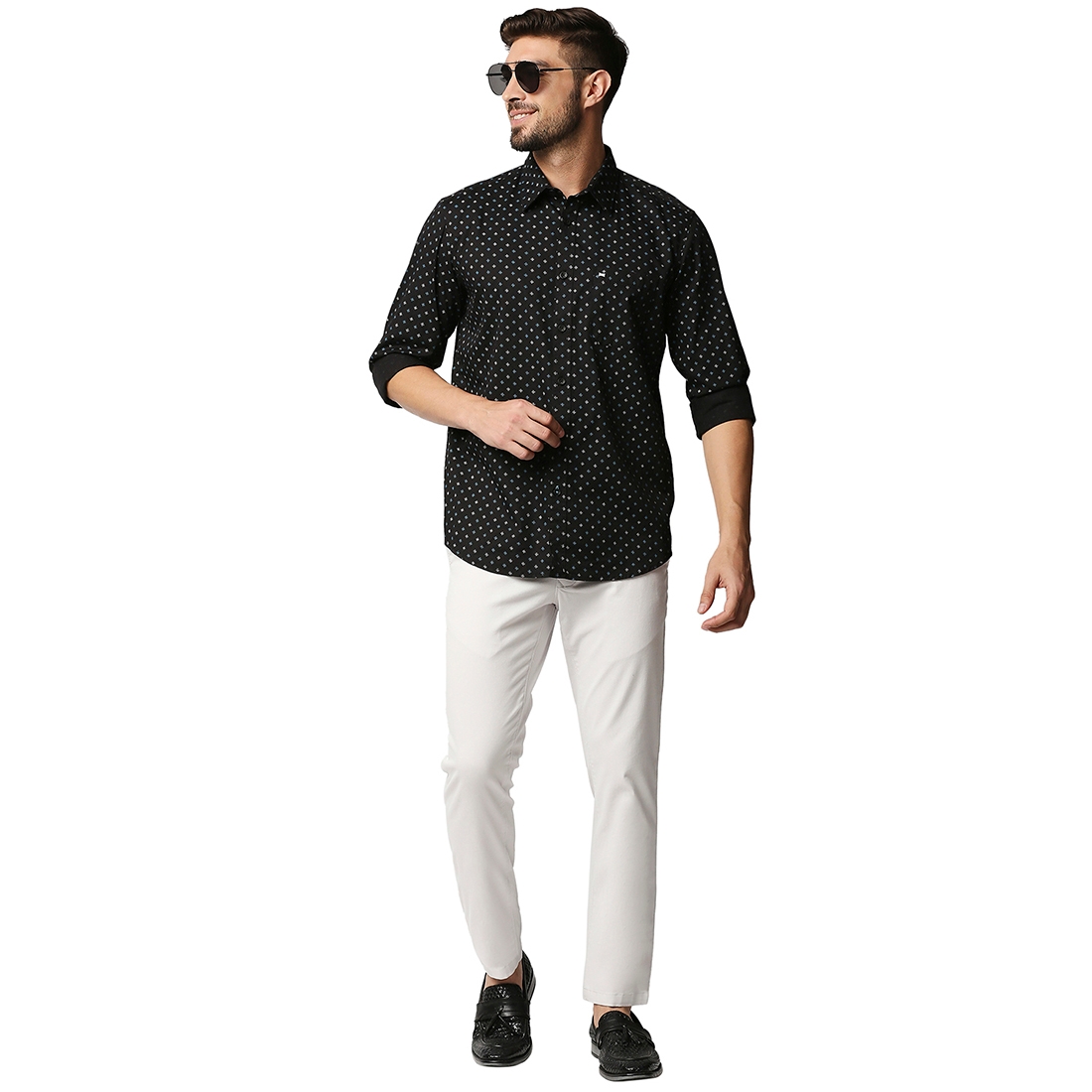 Basics | Men's White Cotton Blend Solid Trouser 4