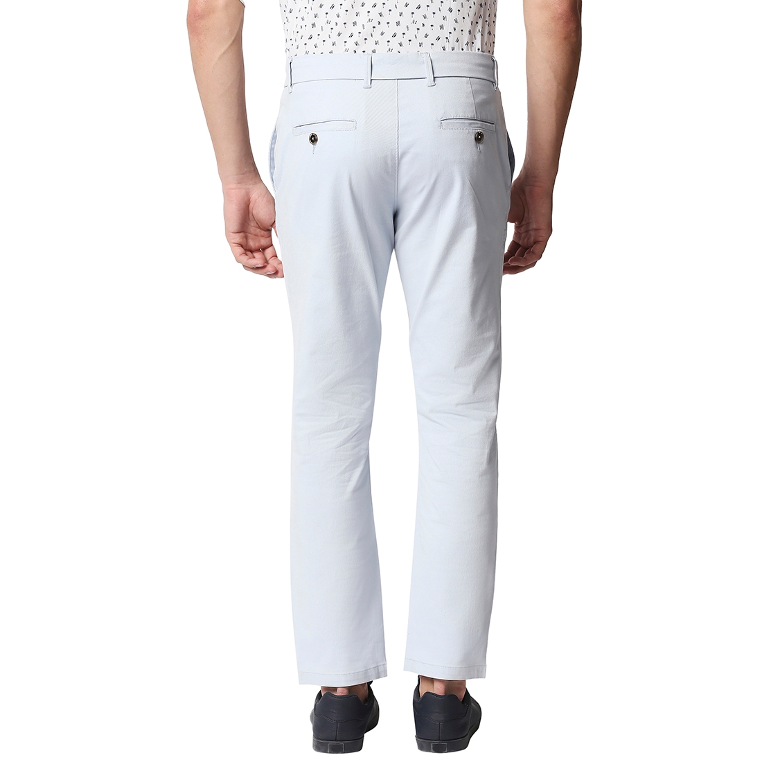 Basics | Men's Light Blue Cotton Blend Solid Trouser 1