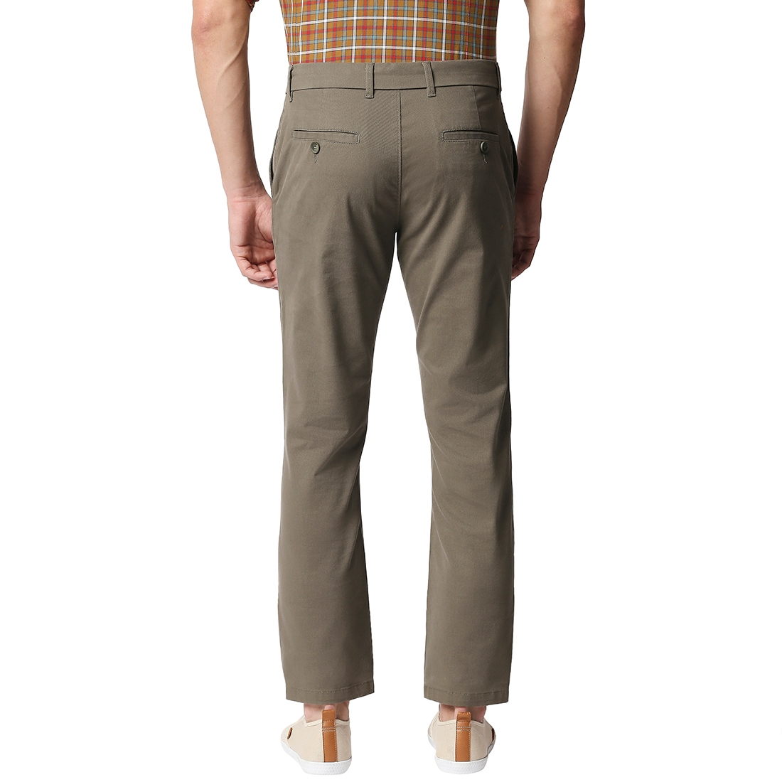 Basics | Men's Olive Cotton Blend Solid Trouser 1