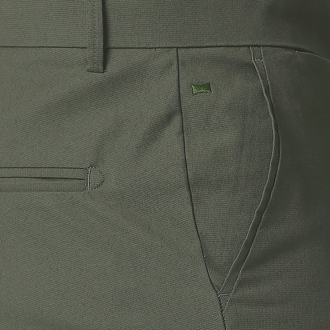 Basics | Men's Mid Green Cotton Blend Solid Trouser 3