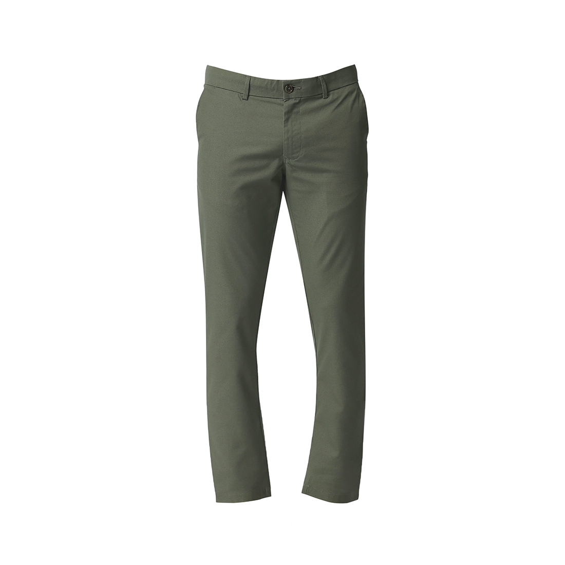 Basics | Men's Mid Green Cotton Blend Solid Trouser 5