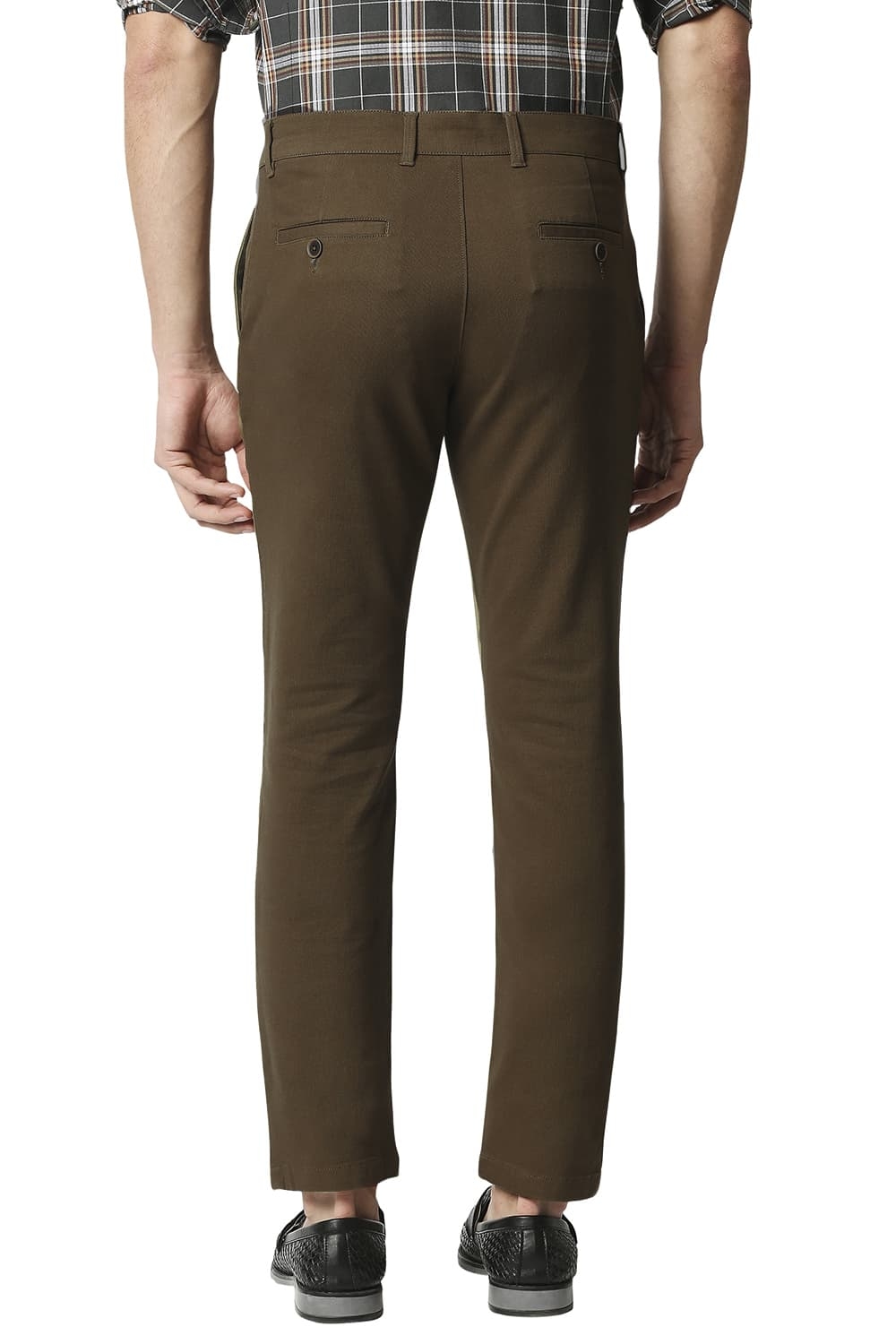 Basics | Men's Dark Brown Cotton Blend Solid Trouser 1