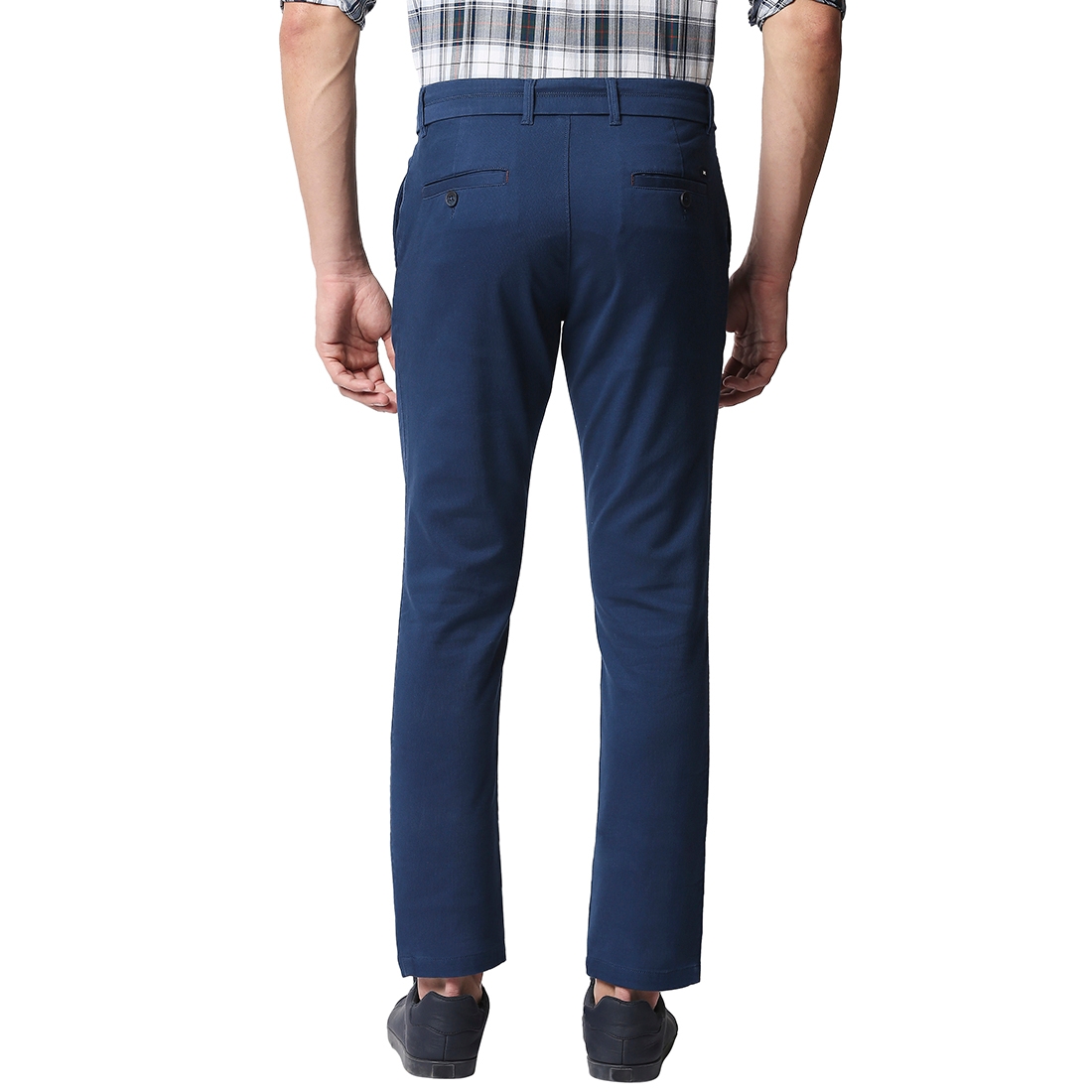Basics | Men's Blue Cotton Blend Solid Trouser 1