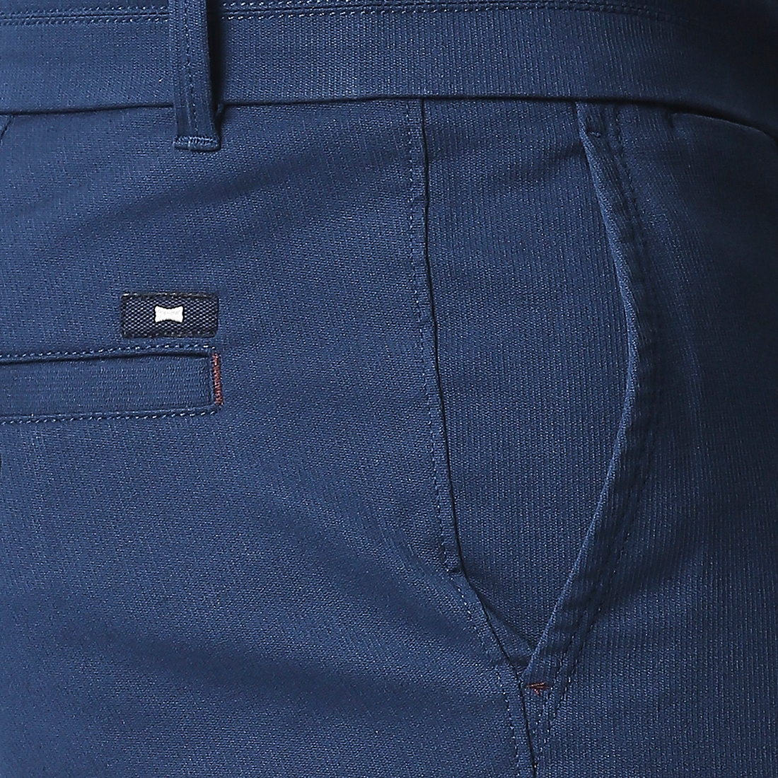 Basics | Men's Blue Cotton Blend Solid Trouser 3
