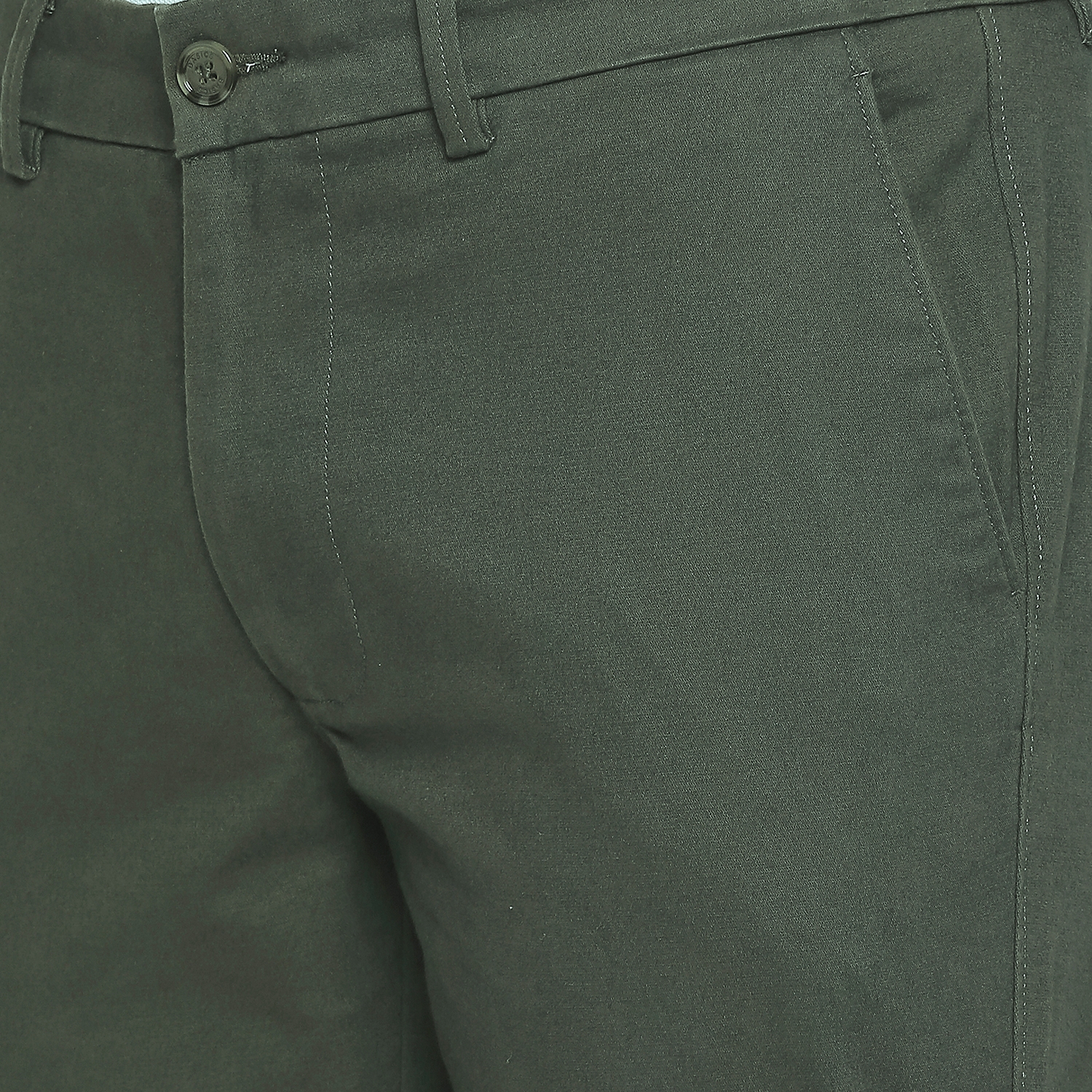 Basics | Men's Olive Cotton Blend Solid Trouser 3