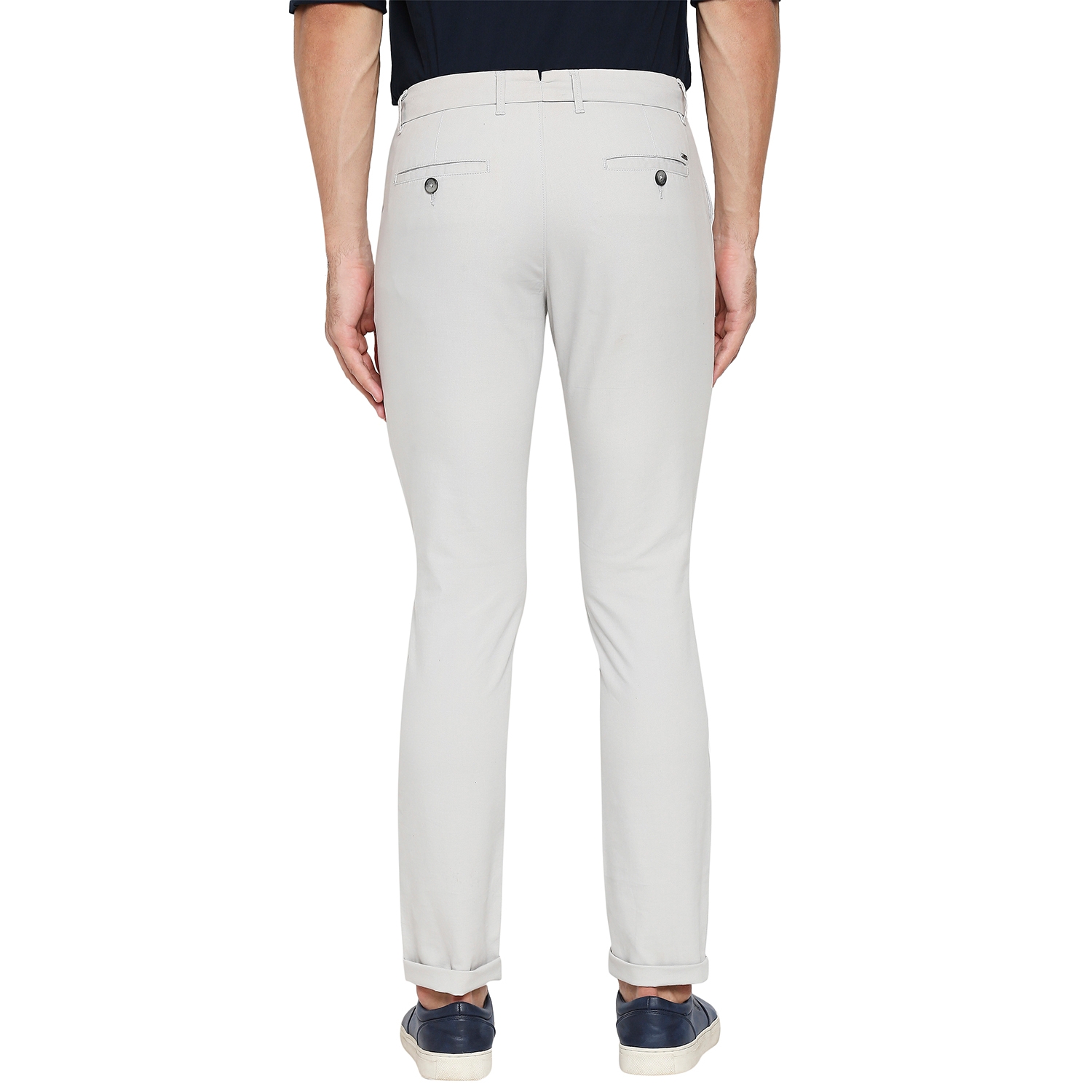 Basics | Men's Light Grey Cotton Blend Solid Trouser 1