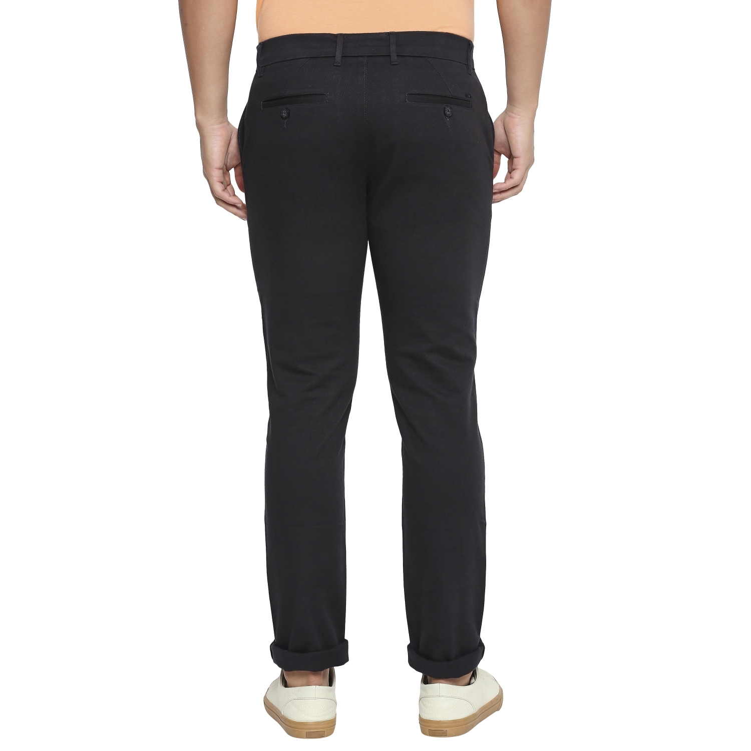 Basics | Men's Dark Grey Cotton Blend Solid Trouser 1