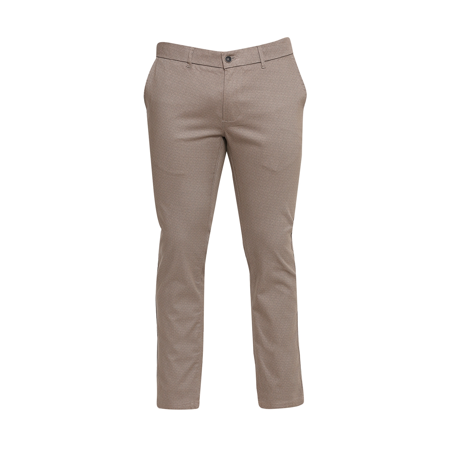 Basics | Men's Brown Cotton Blend Printed Trouser 5