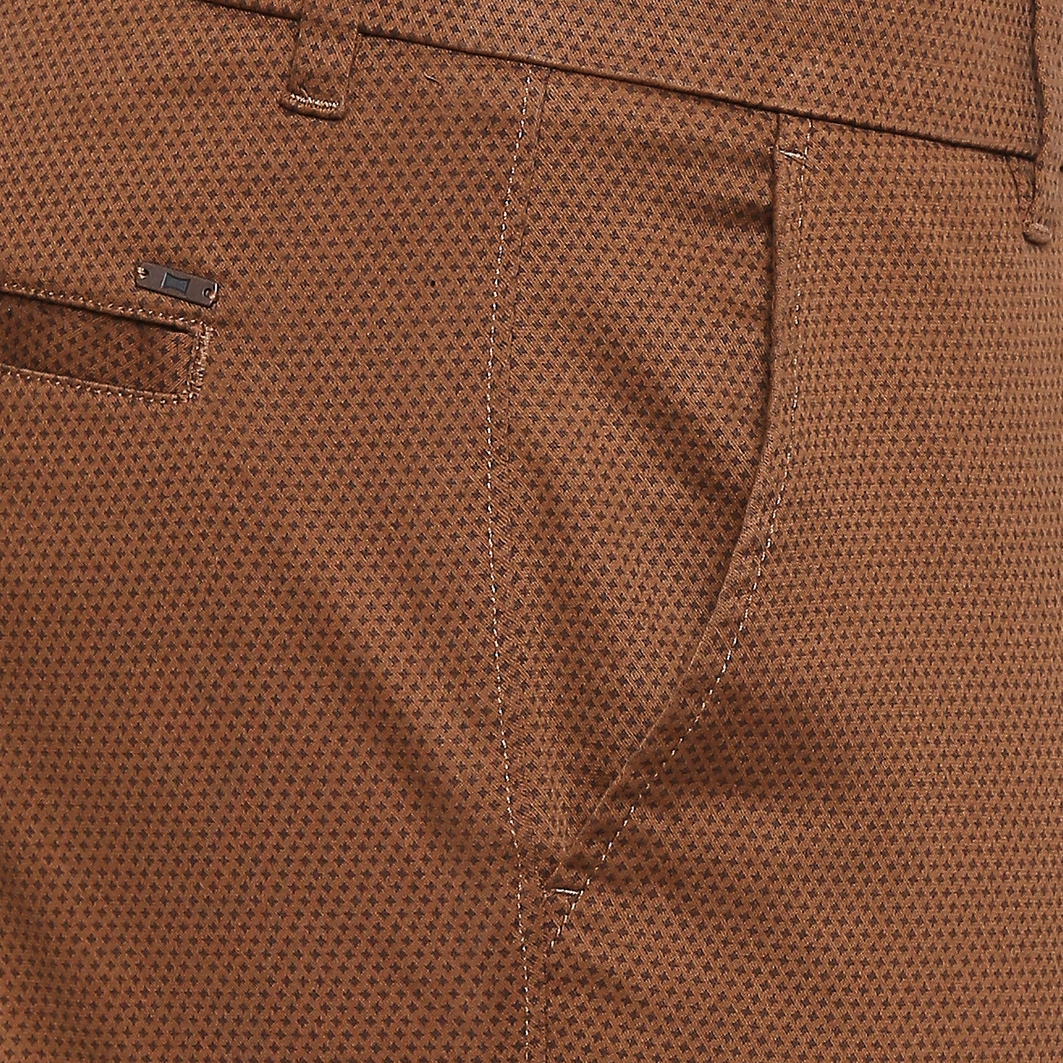 Basics | Men's Khaki Cotton Blend Printed Trouser 3